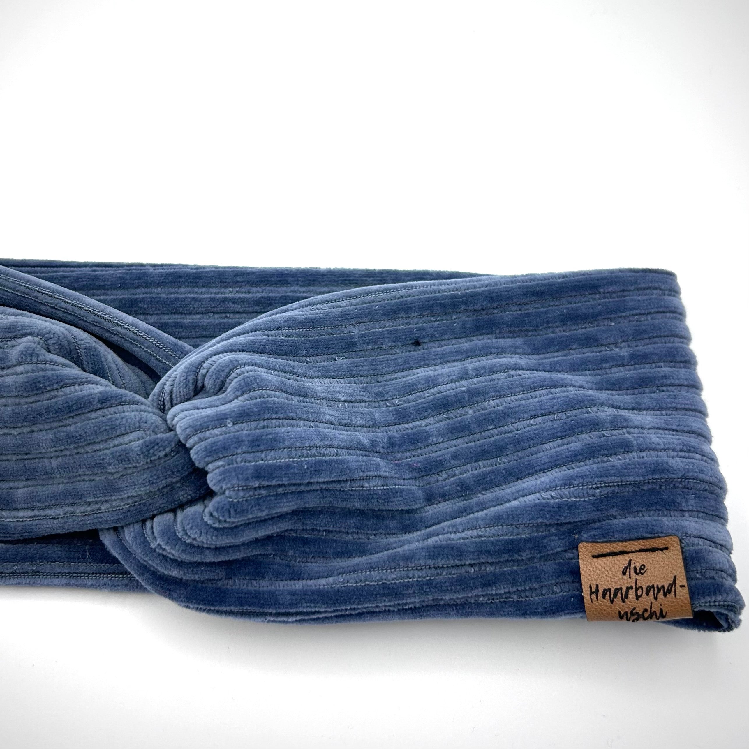 Basic Haarband - Cord Blau