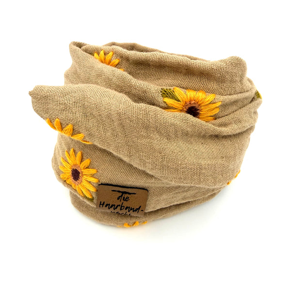 Drahthaarband schmal - Sonnenblume Sand