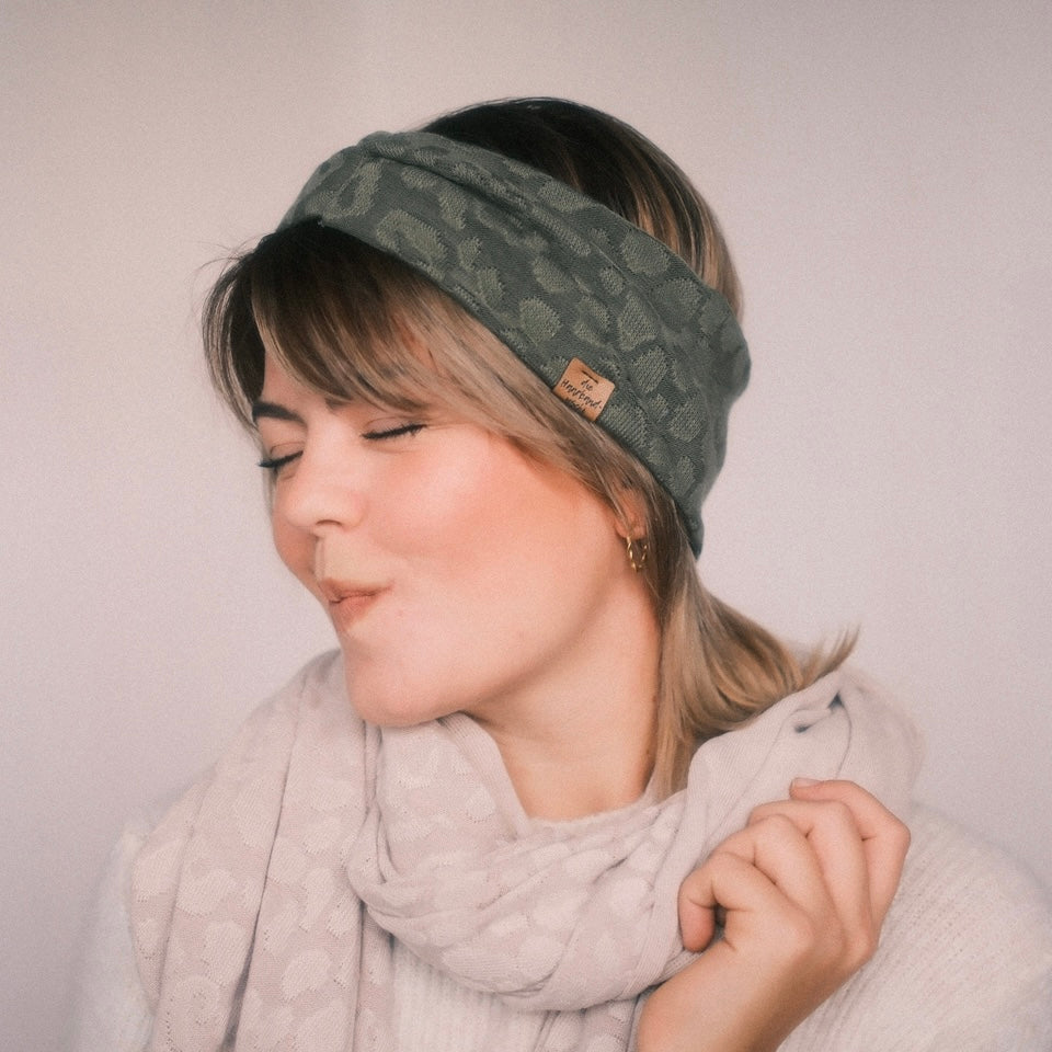 Basic Strick Haarband - Leo Grün