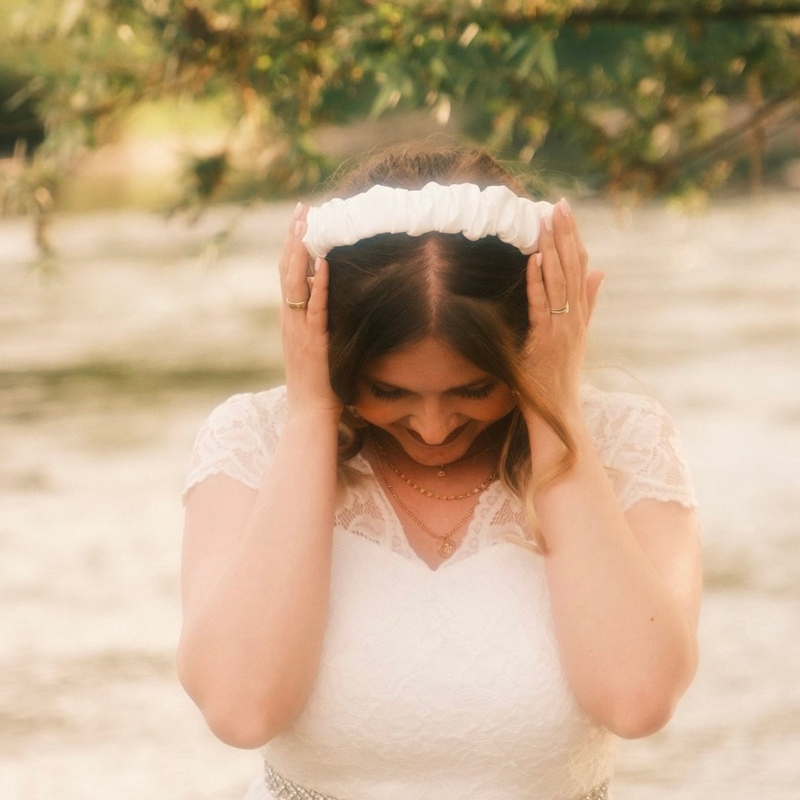 Ronja - Wedding weiß - Haarreif gerafft