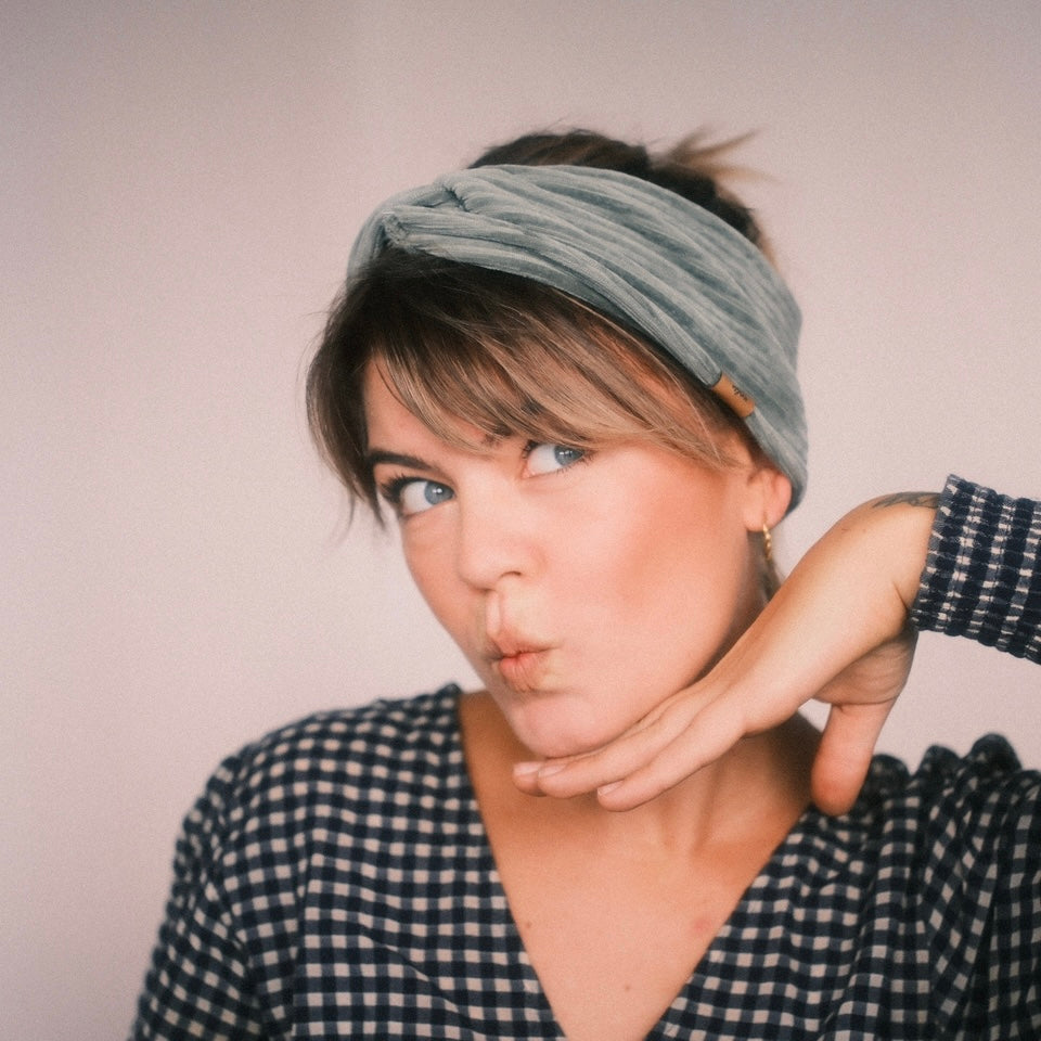 Basic Haarband - Cord Petrol