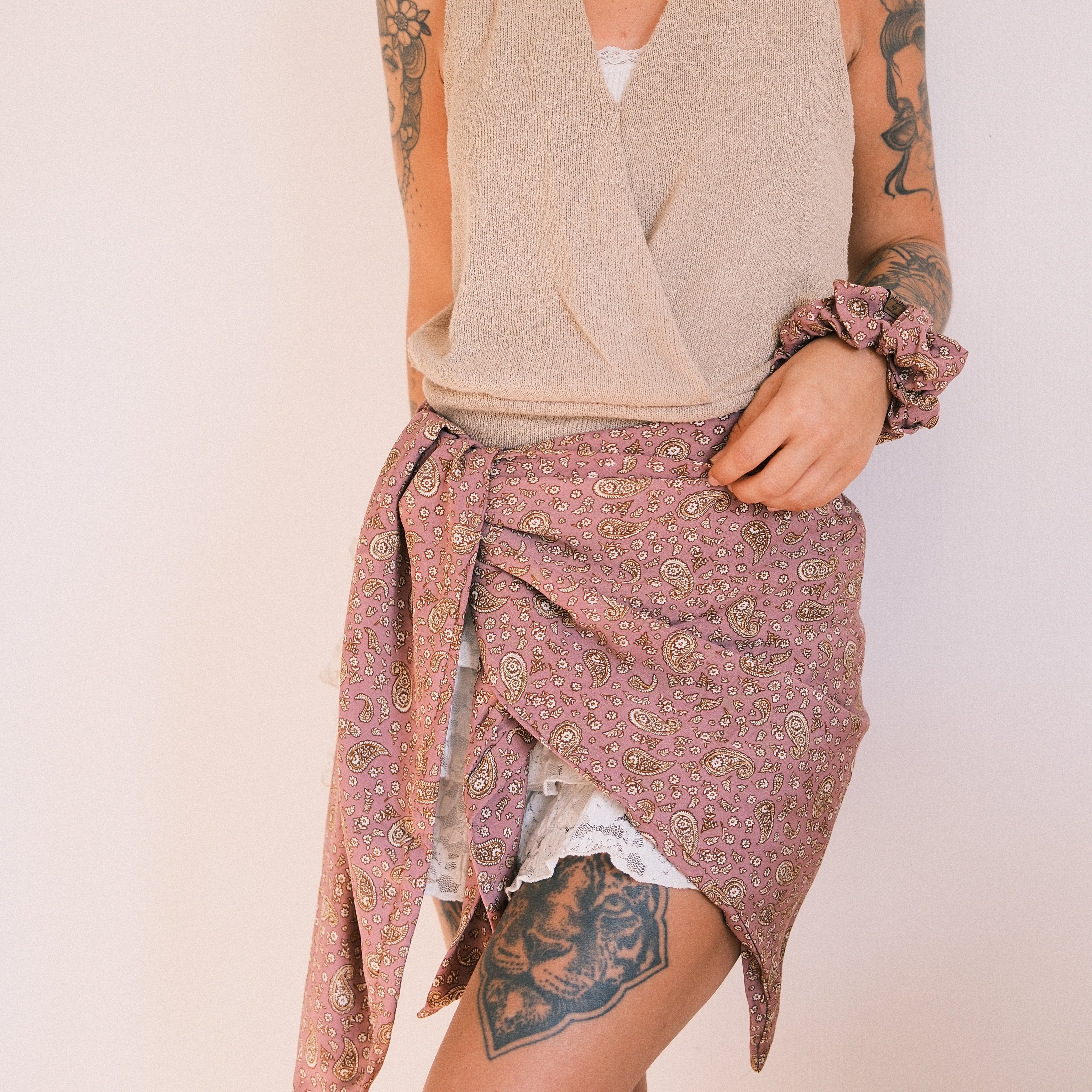XXL Dreieckstuch - Vintage Paisley Mauve