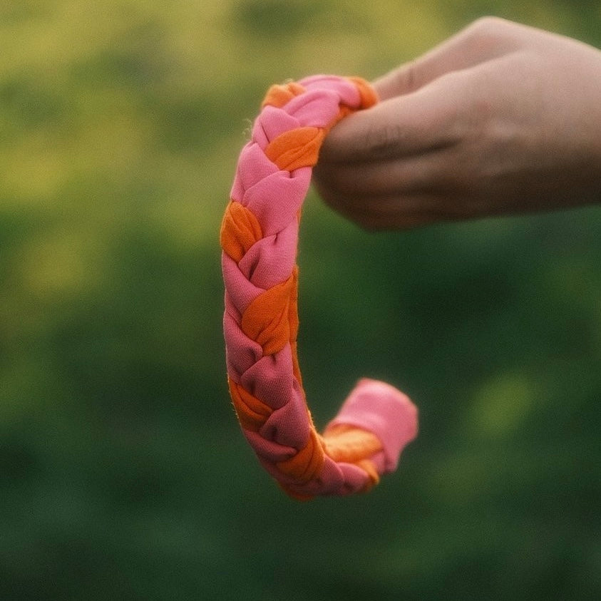 Lola pink/ orange - geflochtener Haarreif