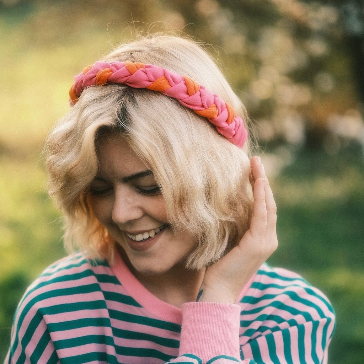 Lola pink/ orange - geflochtener Haarreif