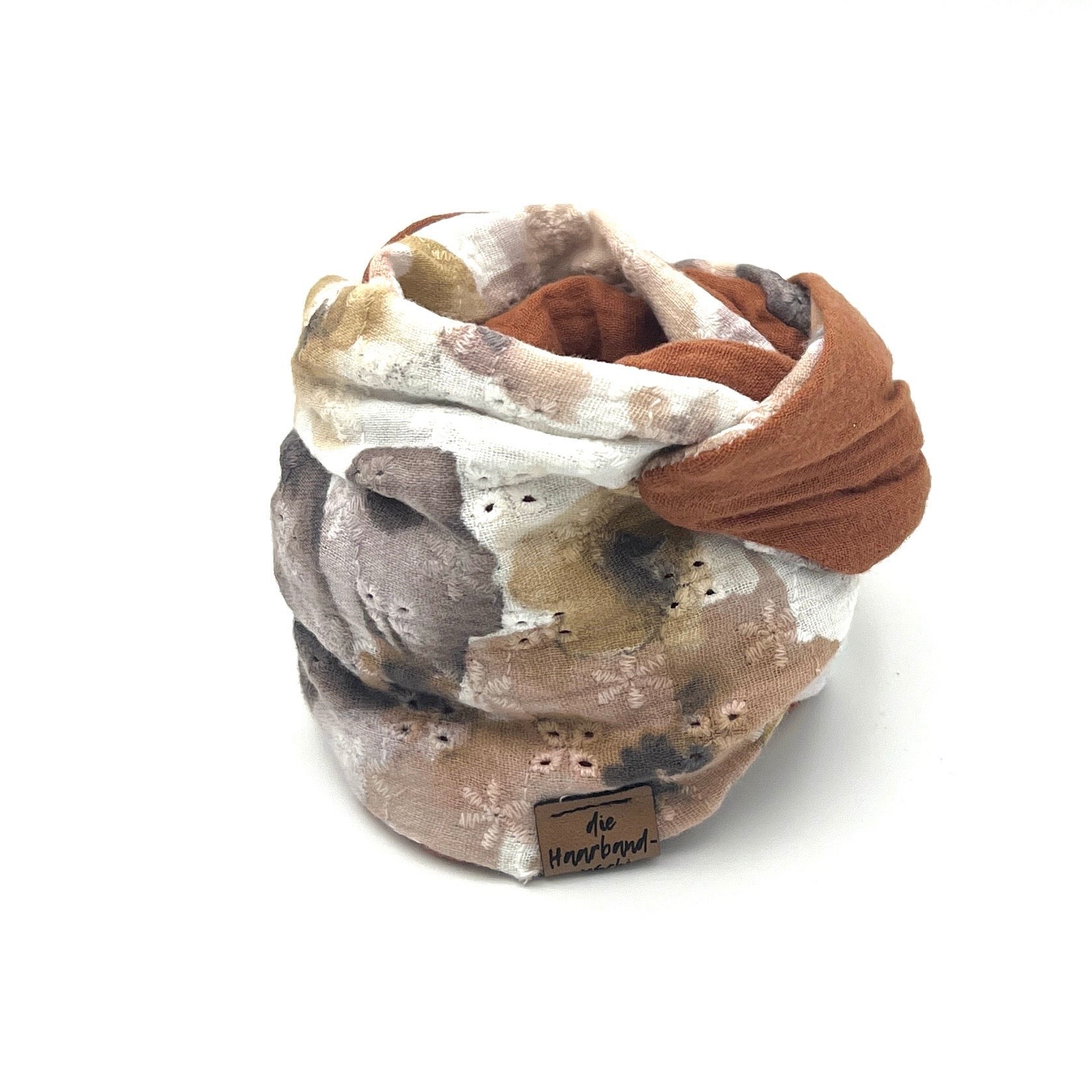 Drahthaarband 2 Seiten - Stick Blume Braun