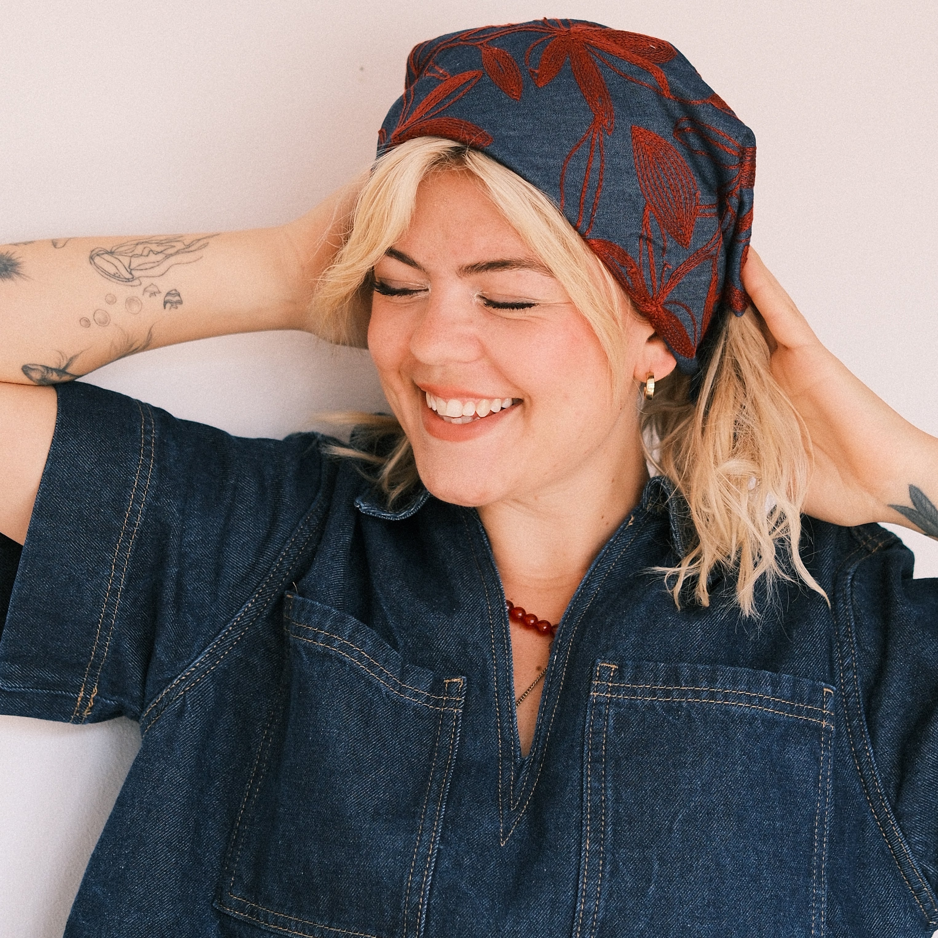 Bandana - Jeans Boho rot