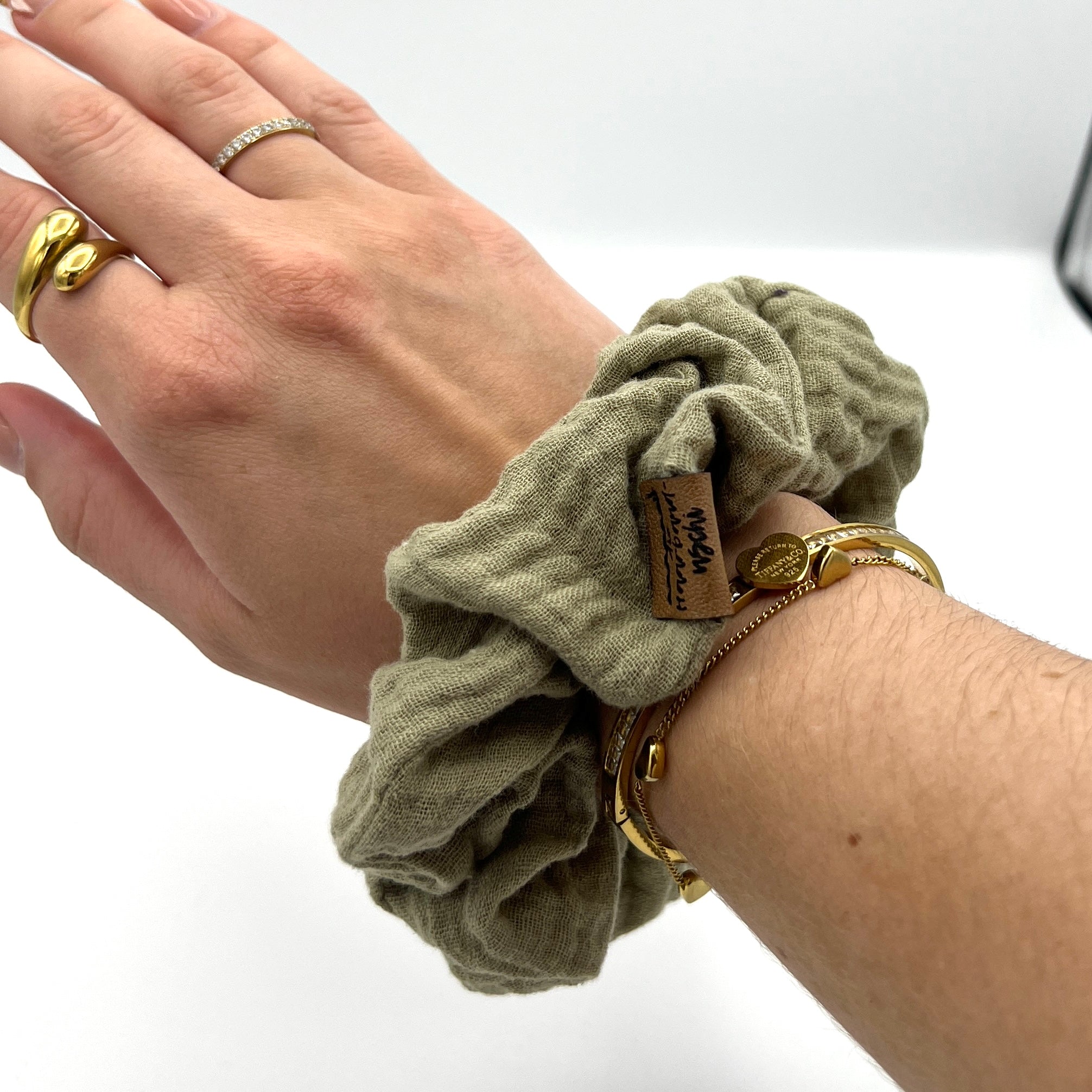 Scrunchie Musselin Pistazie