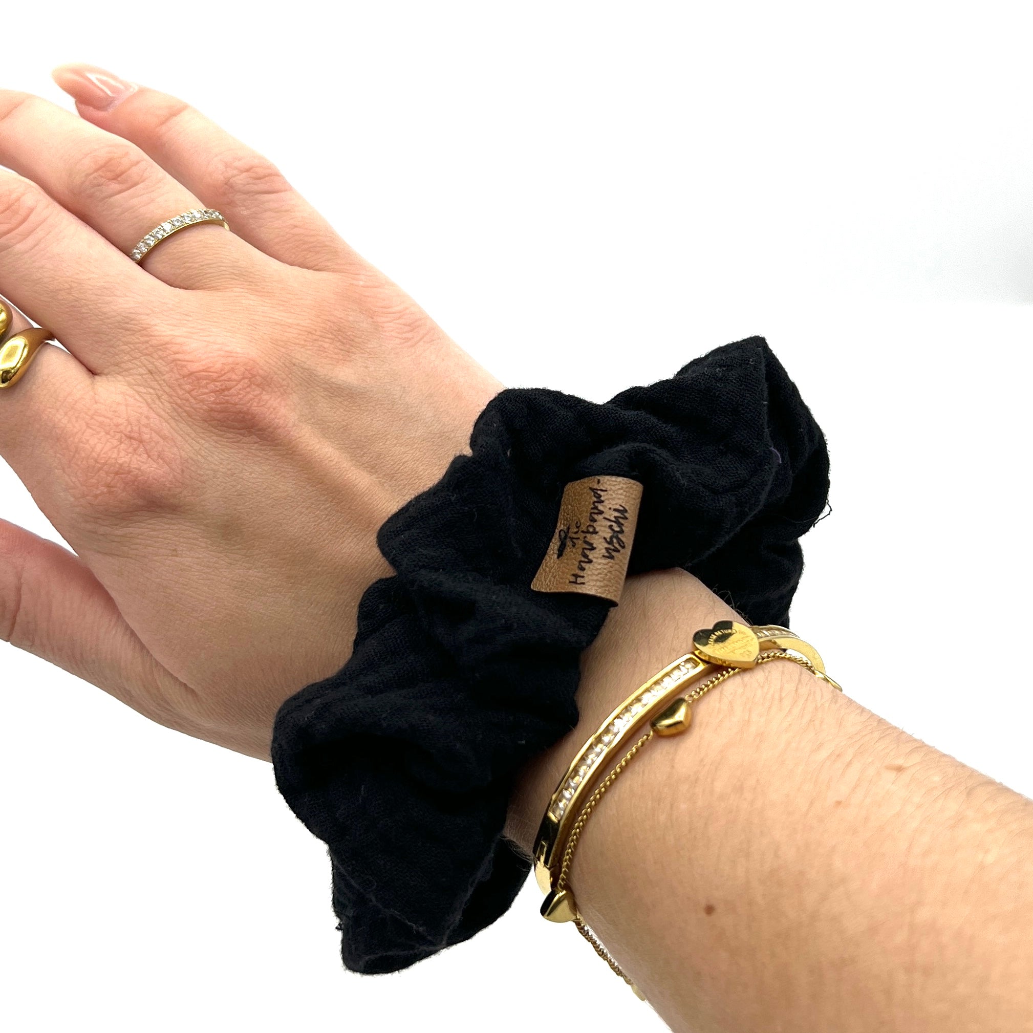 Scrunchie Musselin schwarz