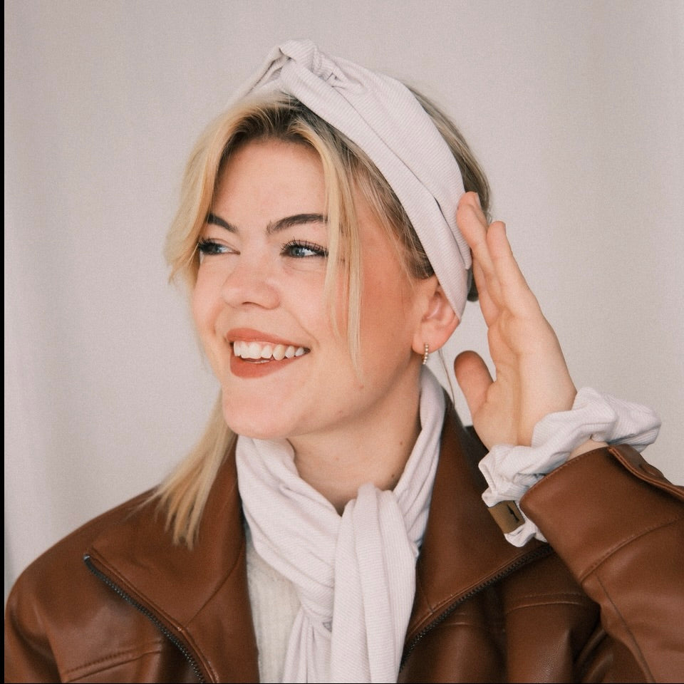Scrunchie - gestreift Beige