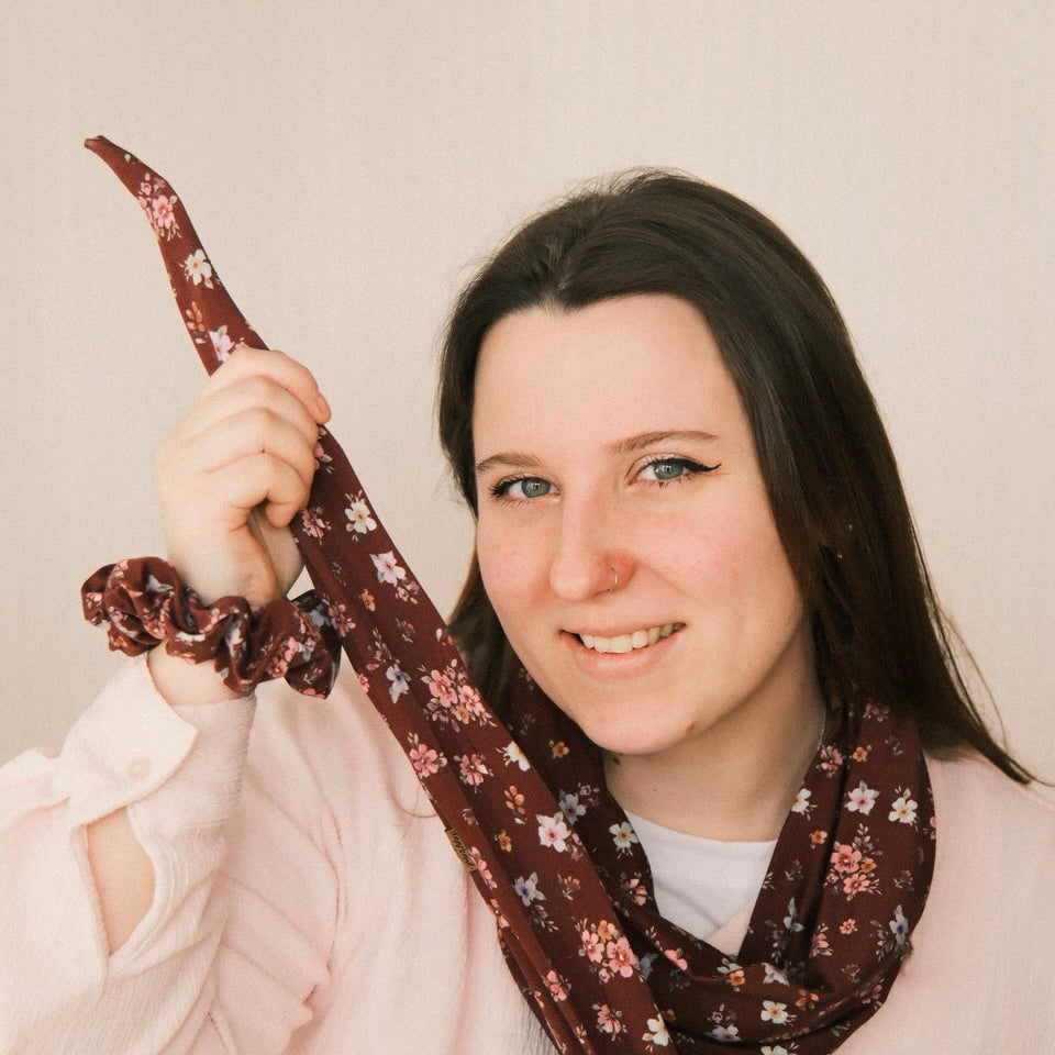 Drahthaarband schmal - Cottage Flower Mokka