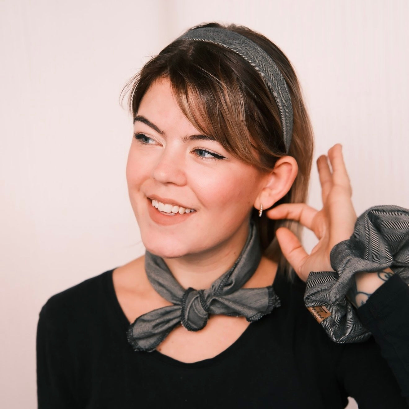 Mikro Schal - Geschenk Beige/schwarz