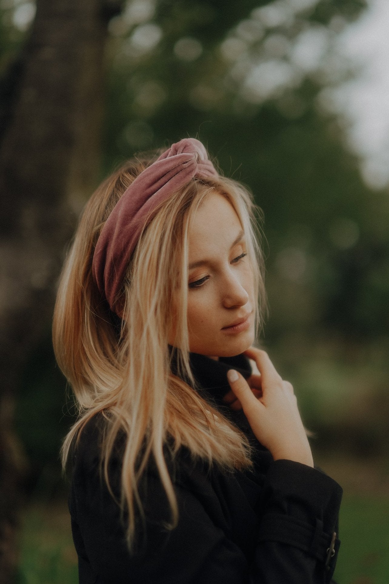 Drahthaarband Samt rosa