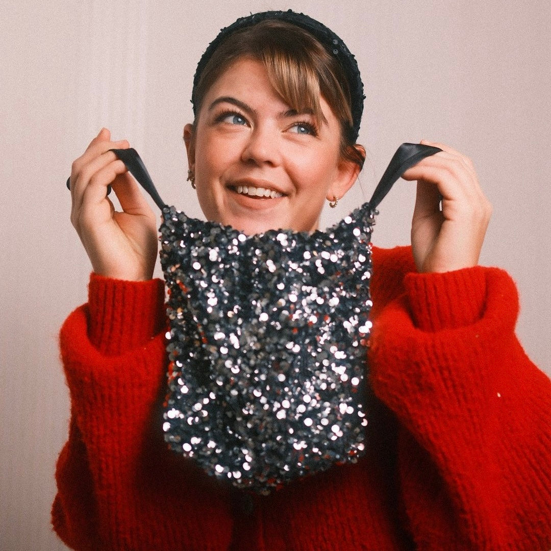 Pailletten Täschchen Silber