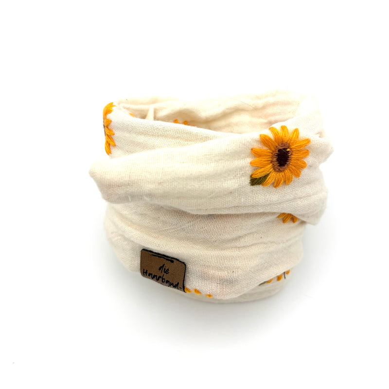 Drahthaarband schmal - Sonnenblume Creme