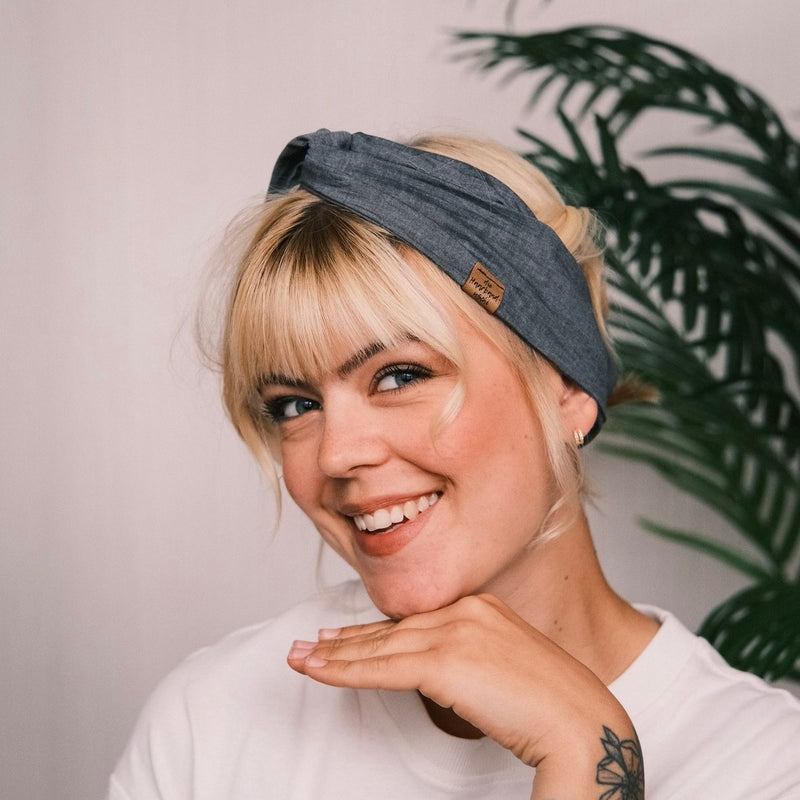 Drahthaarband schmal - Jeans Grau