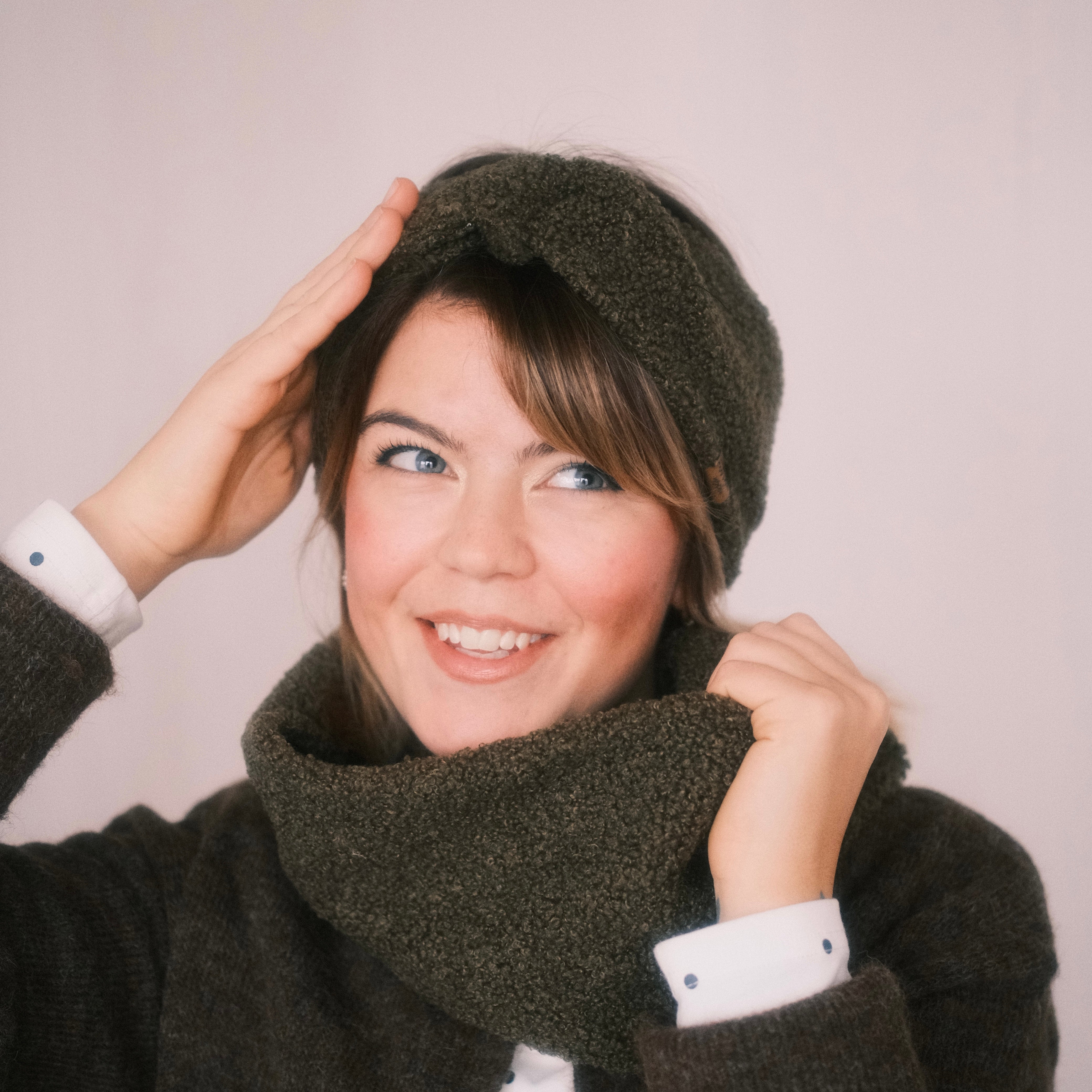 Basic Haarband - Teddy Moosgrün