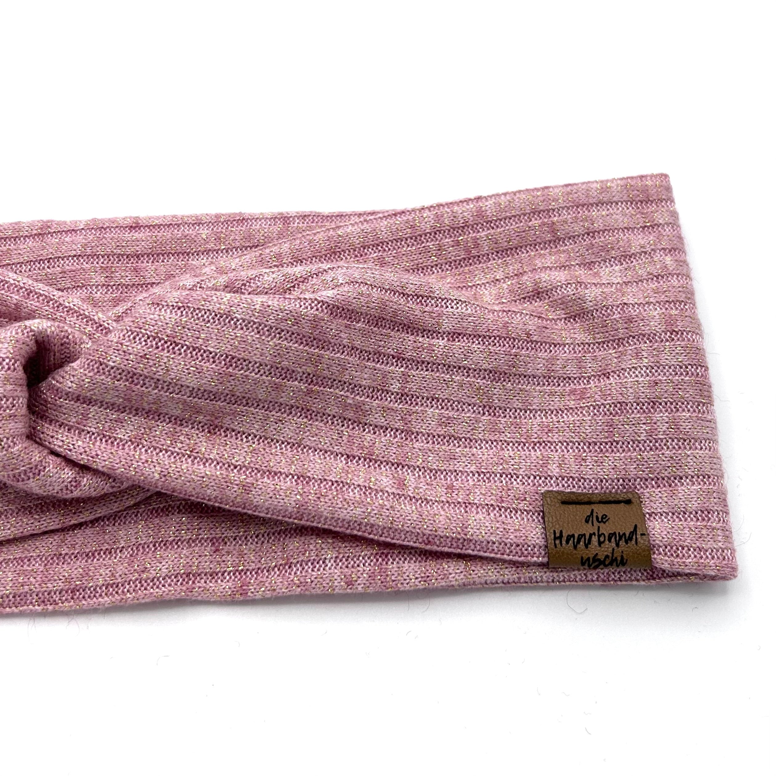 Basic Haarband - Strick Glitzer Rosa