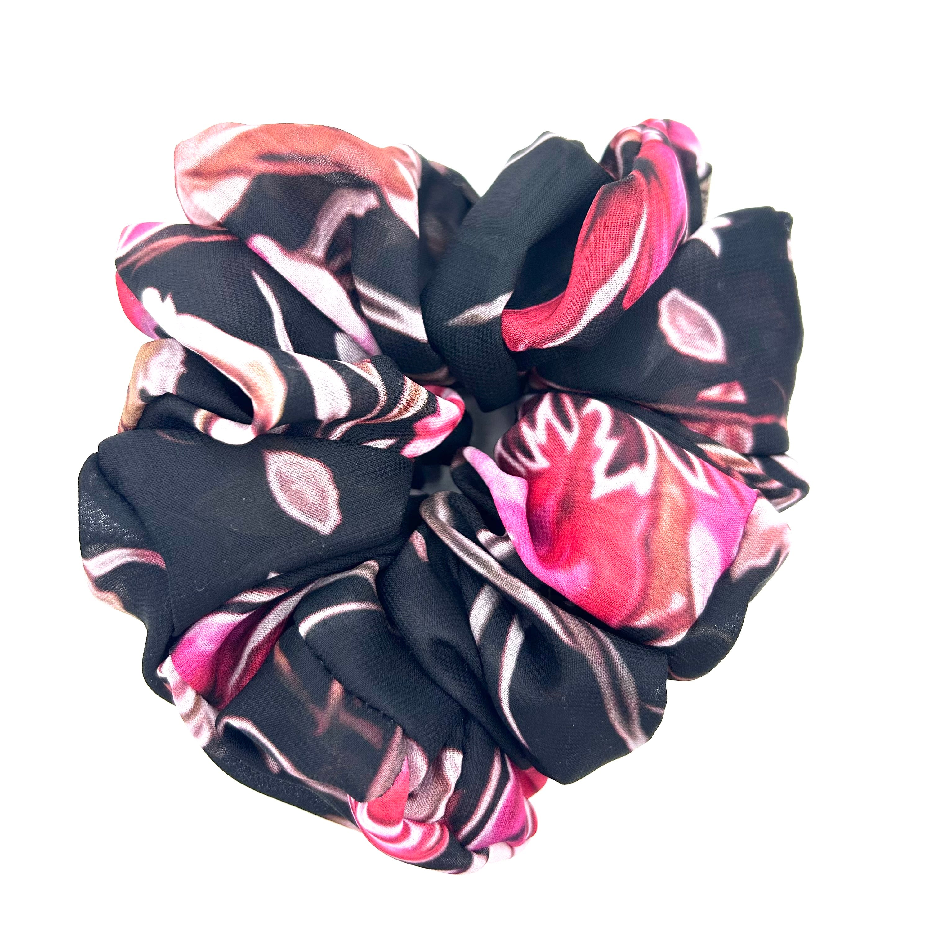Big Scrunchie - Blumen rosa/schwarz