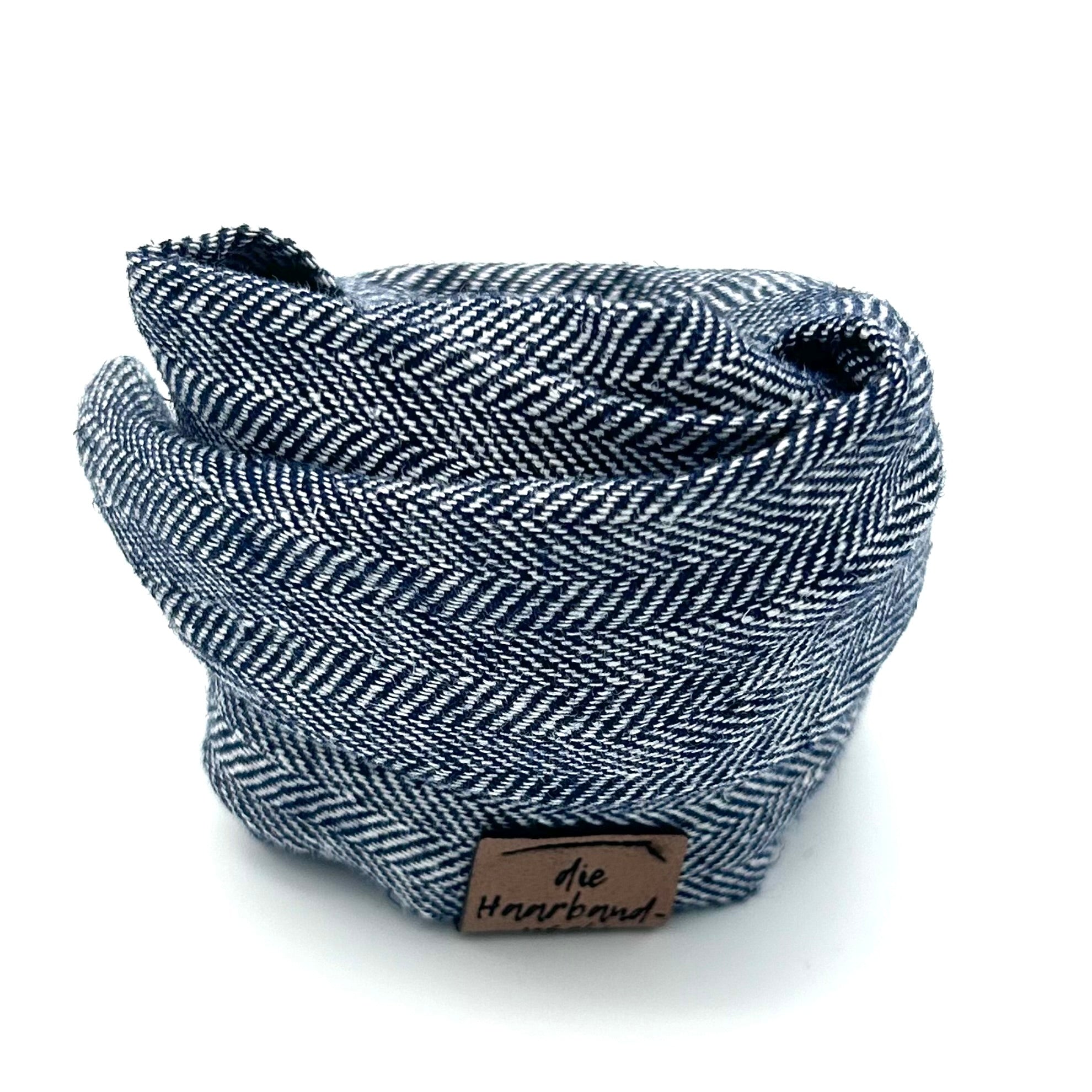 Drahthaarband schmal - Fischgräten Blau