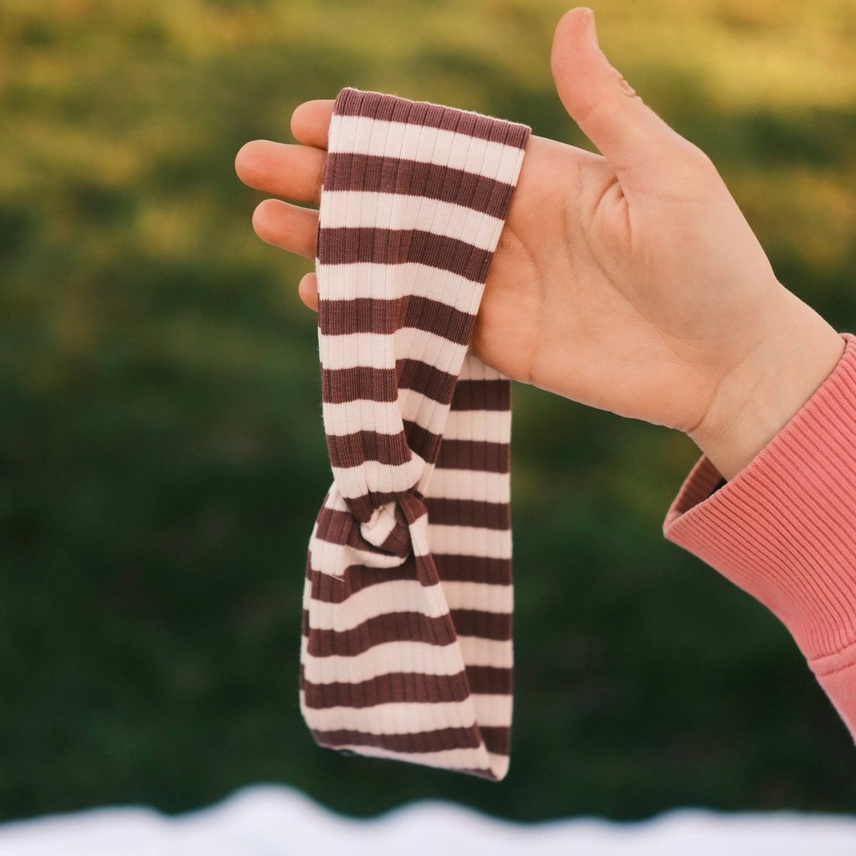 Basic Haarband - gestreift altrosa