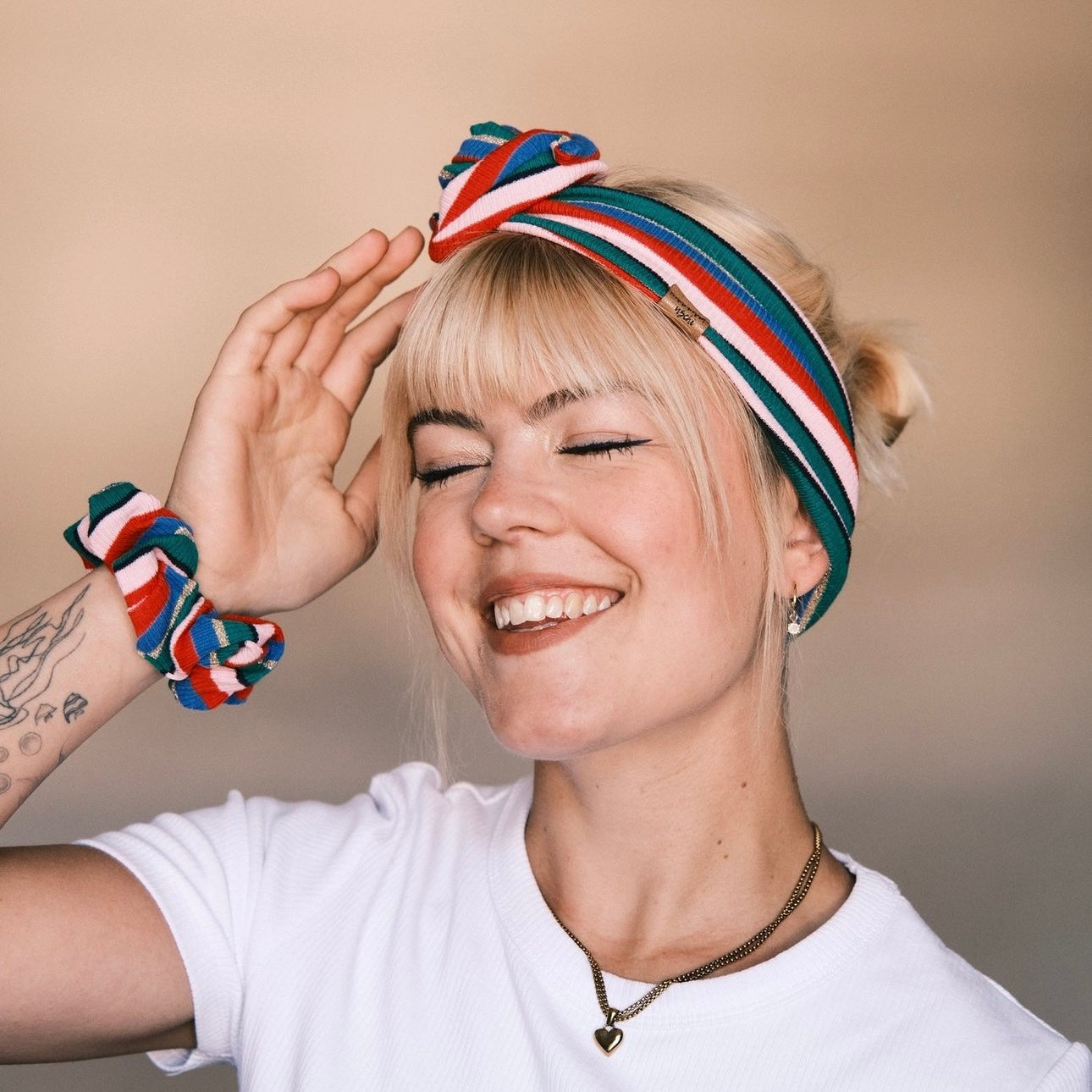 Drahthaarband gestreift Bunt/Glitzer