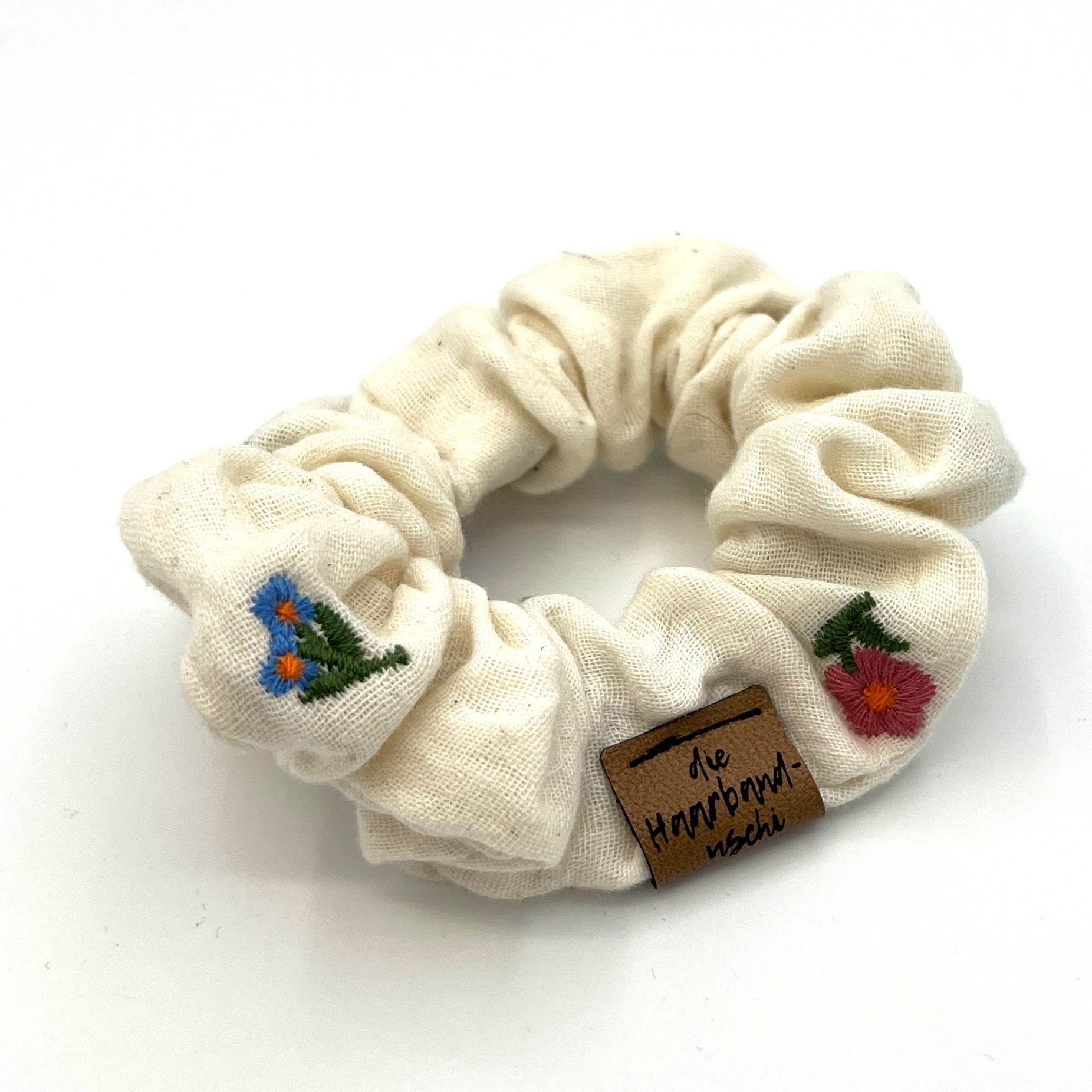 Scrunchie Blümchen Creme