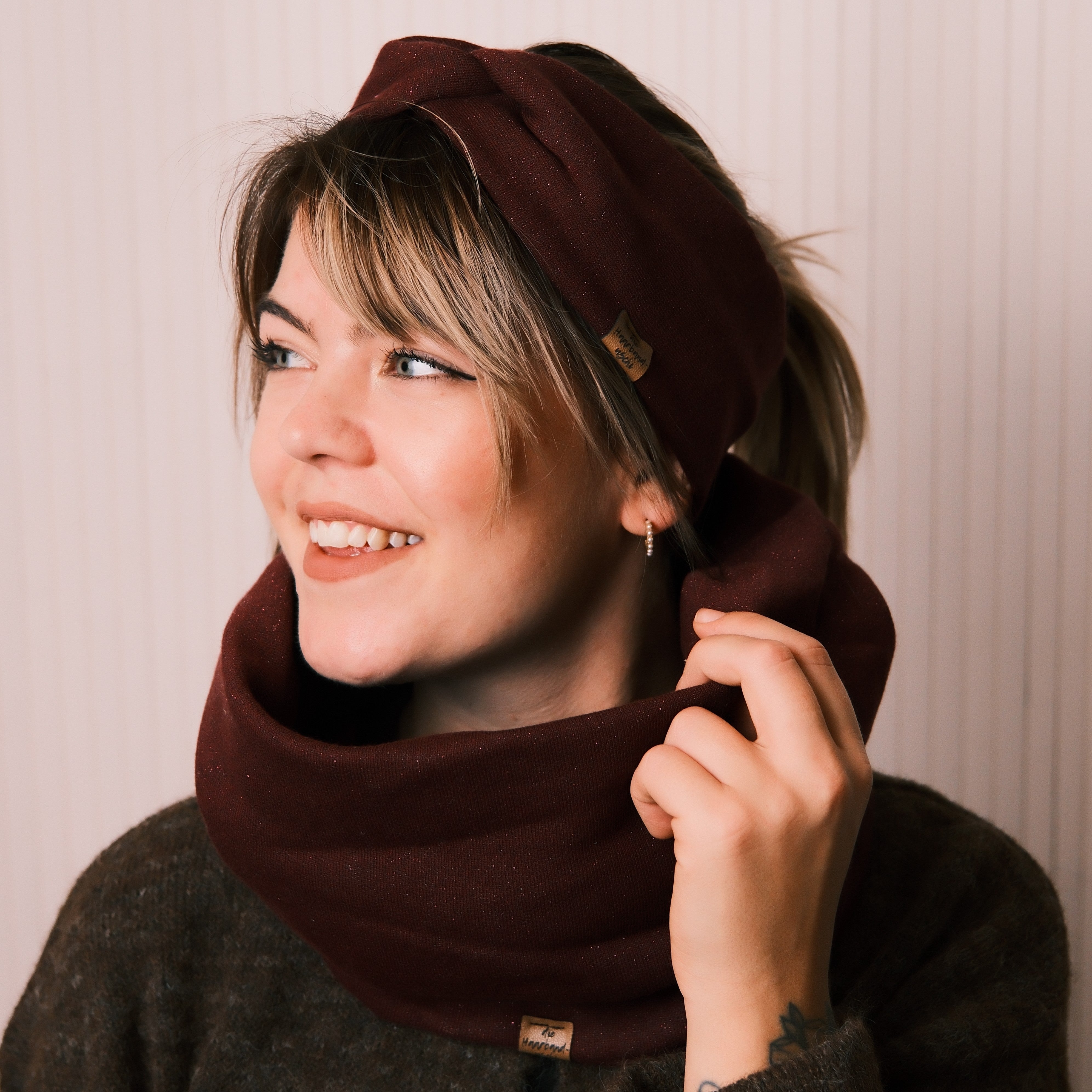 Basic Haarband - Glitzer Bordeaux