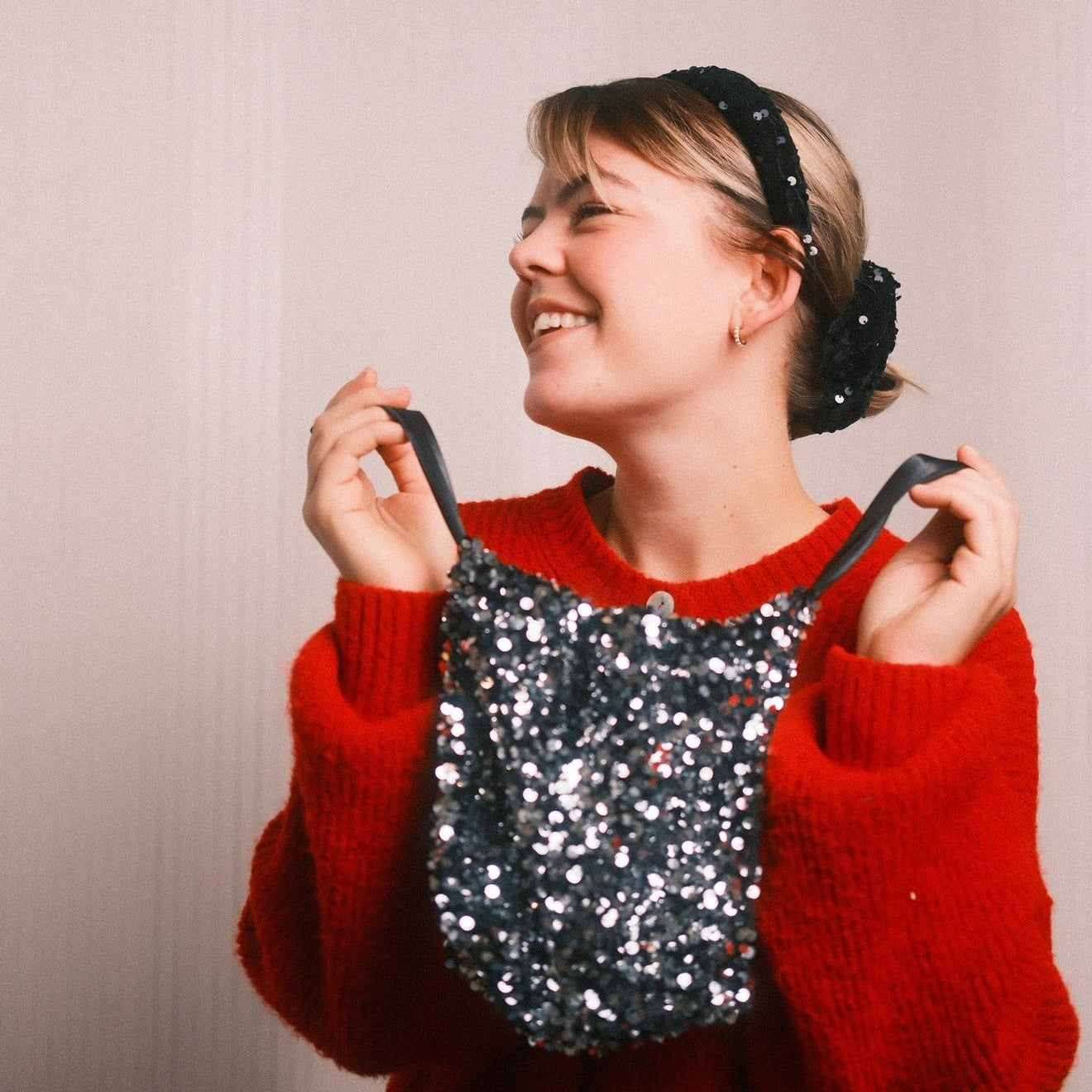 Pailletten Täschchen Silber