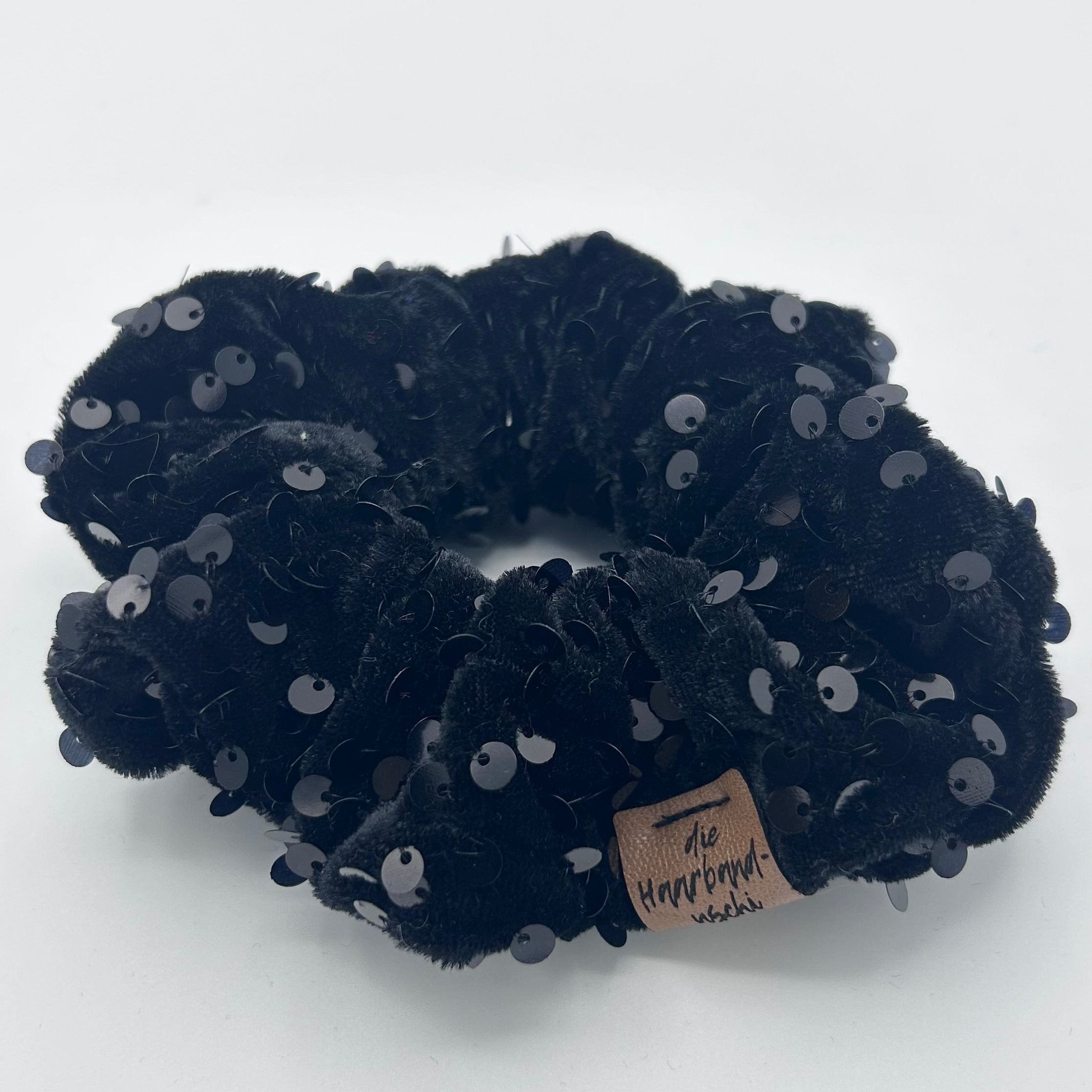 Scrunchie - Pailletten Schwarz Onyx