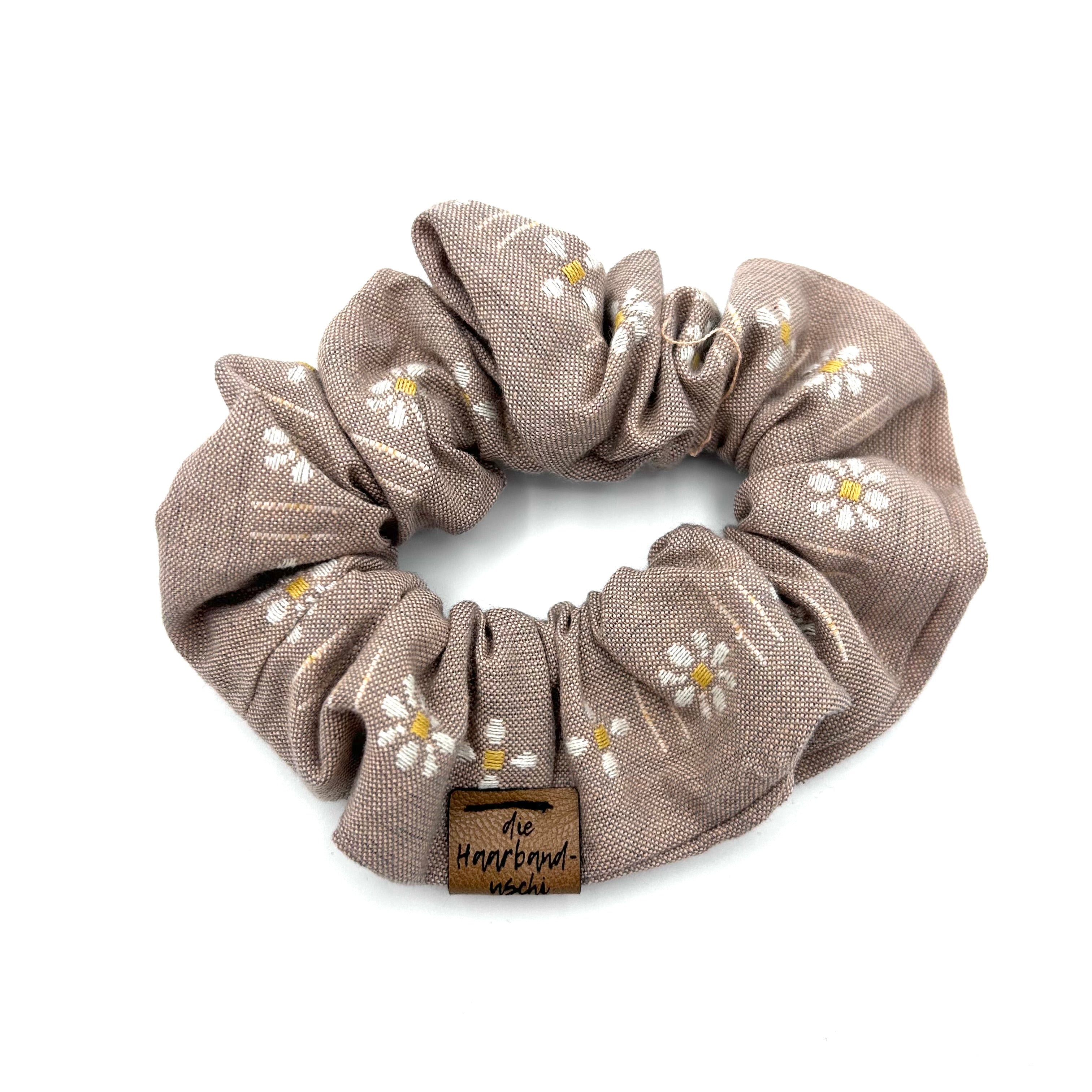 Scrunchie - Blümchen Taupe