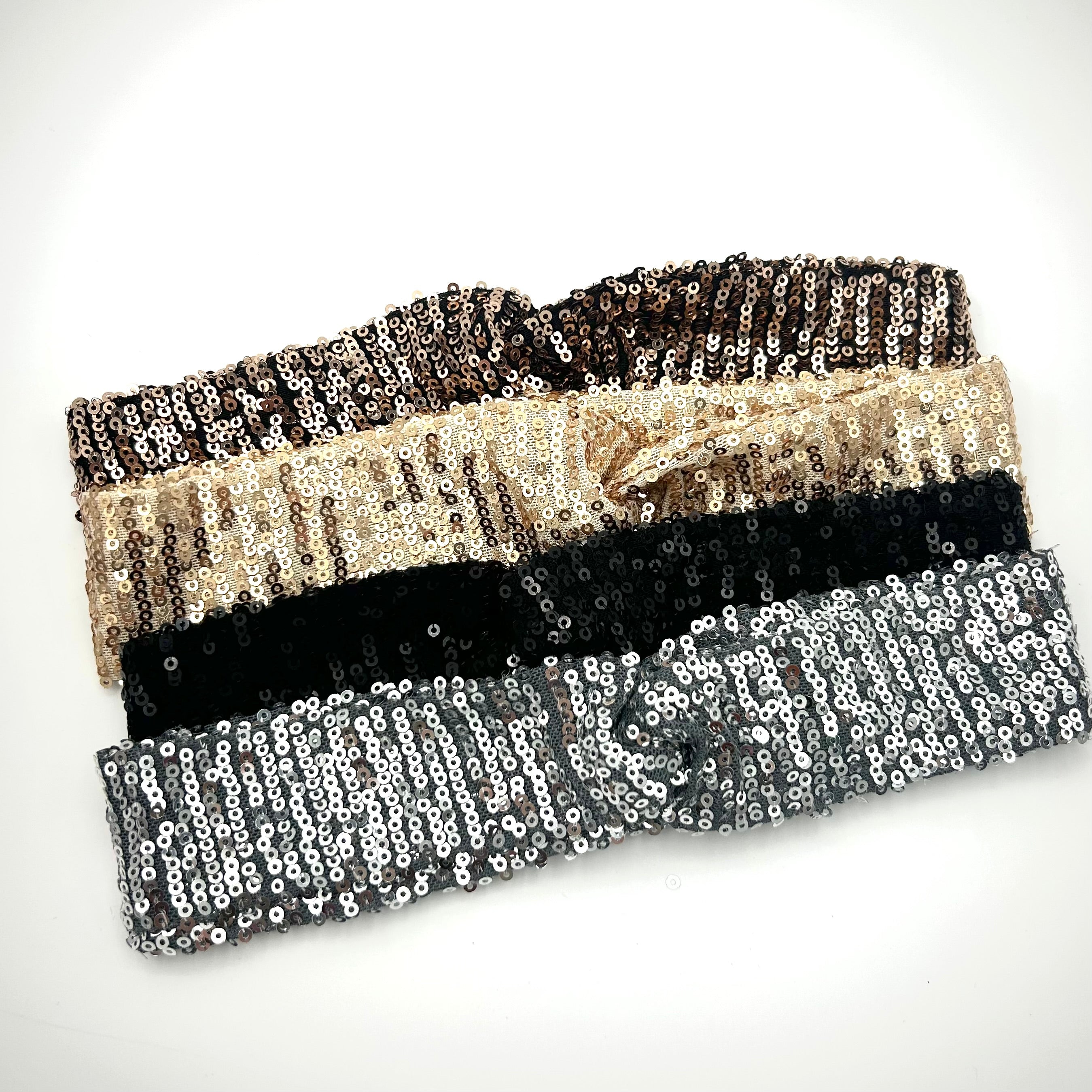 Basic Haarband - Pailletten Black