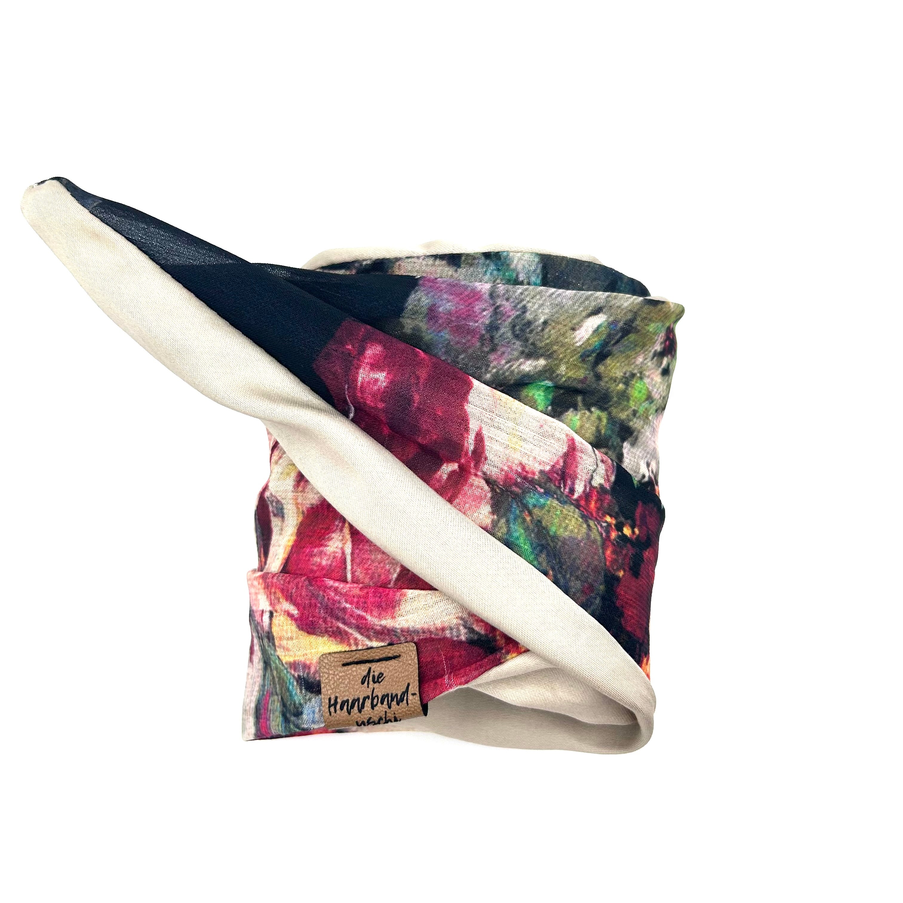 Drahthaarband breit 2 Seiten - Aquarell beige/schwarz/rot