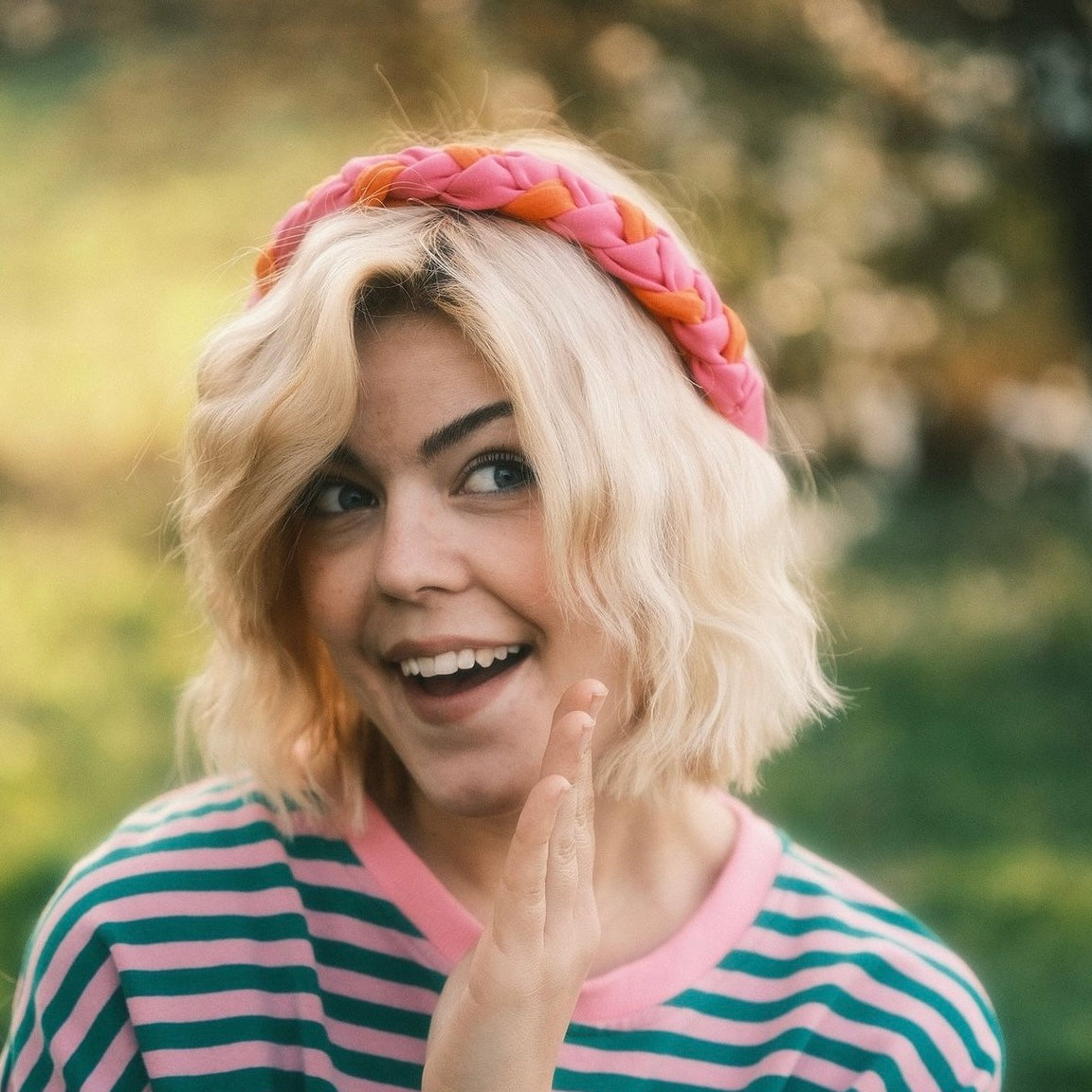 Lola pink/ orange - geflochtener Haarreif