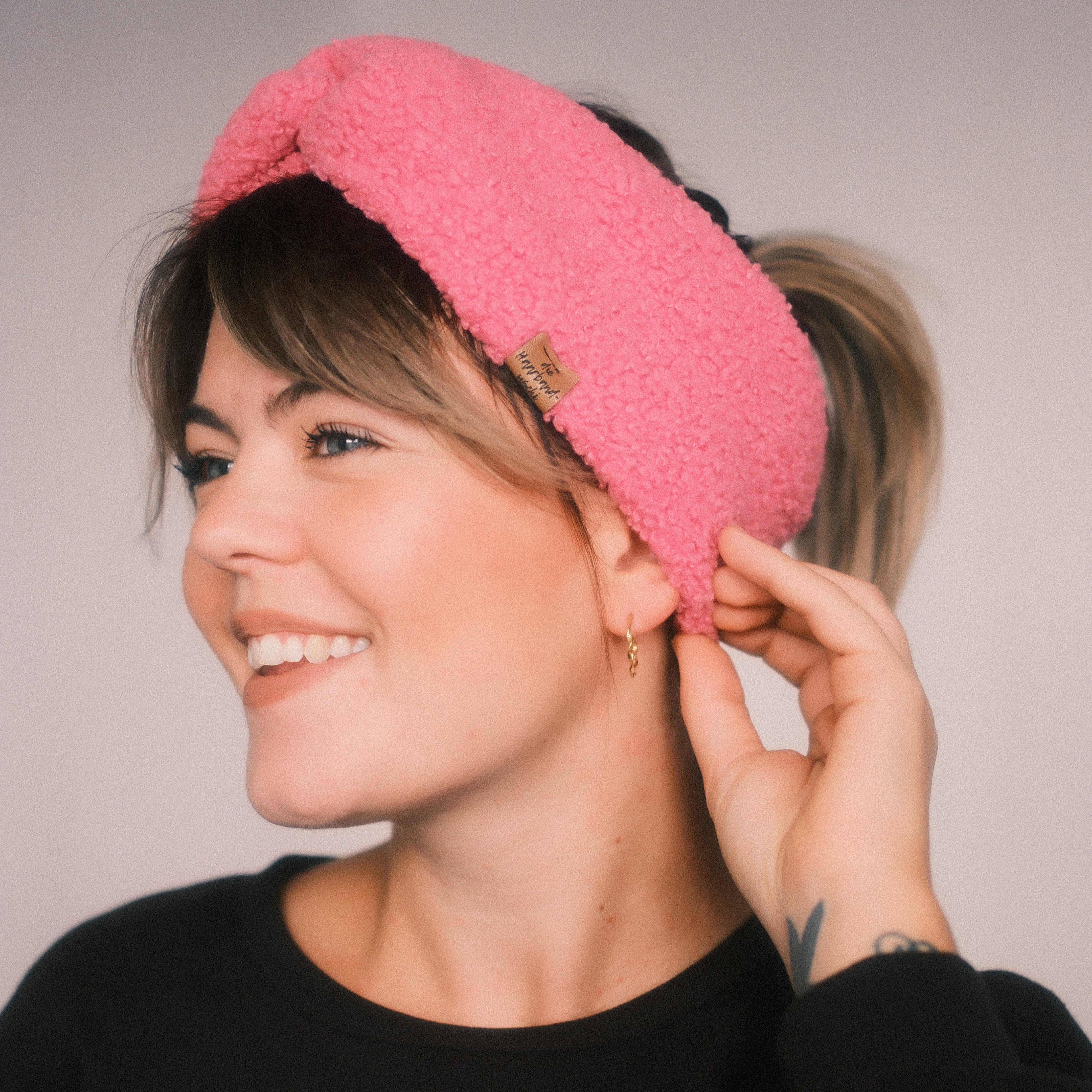 Basic Haarband - Teddy Frozen Pink