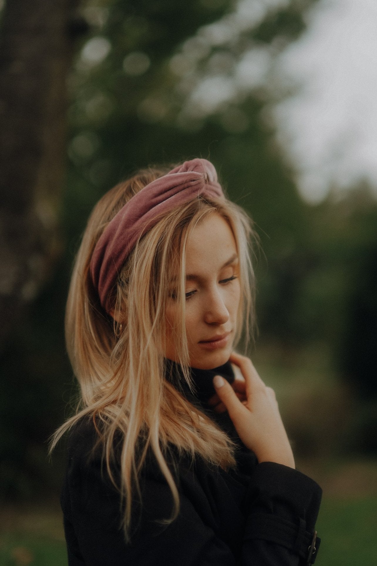 Drahthaarband Samt rosa