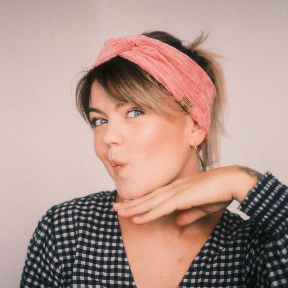 Basic Haarband - Cord Hellpink