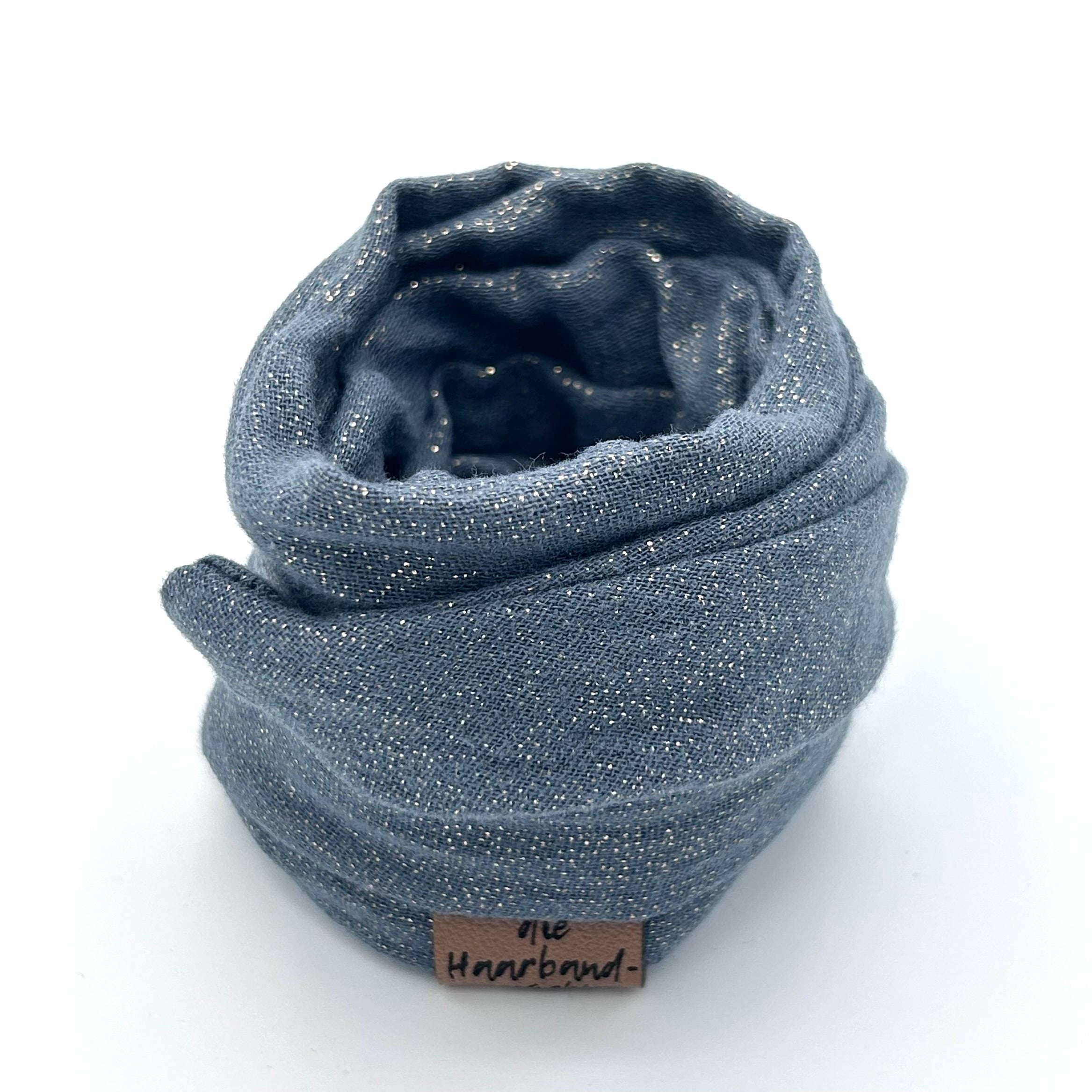 Drahthaarband schmal - Glitzer Blaugrau