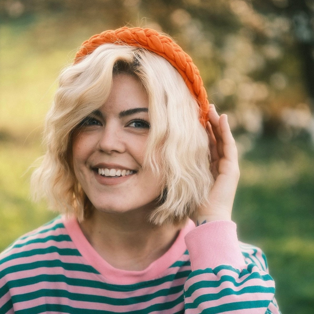 Carlotta - Orange Haarreif geflochten