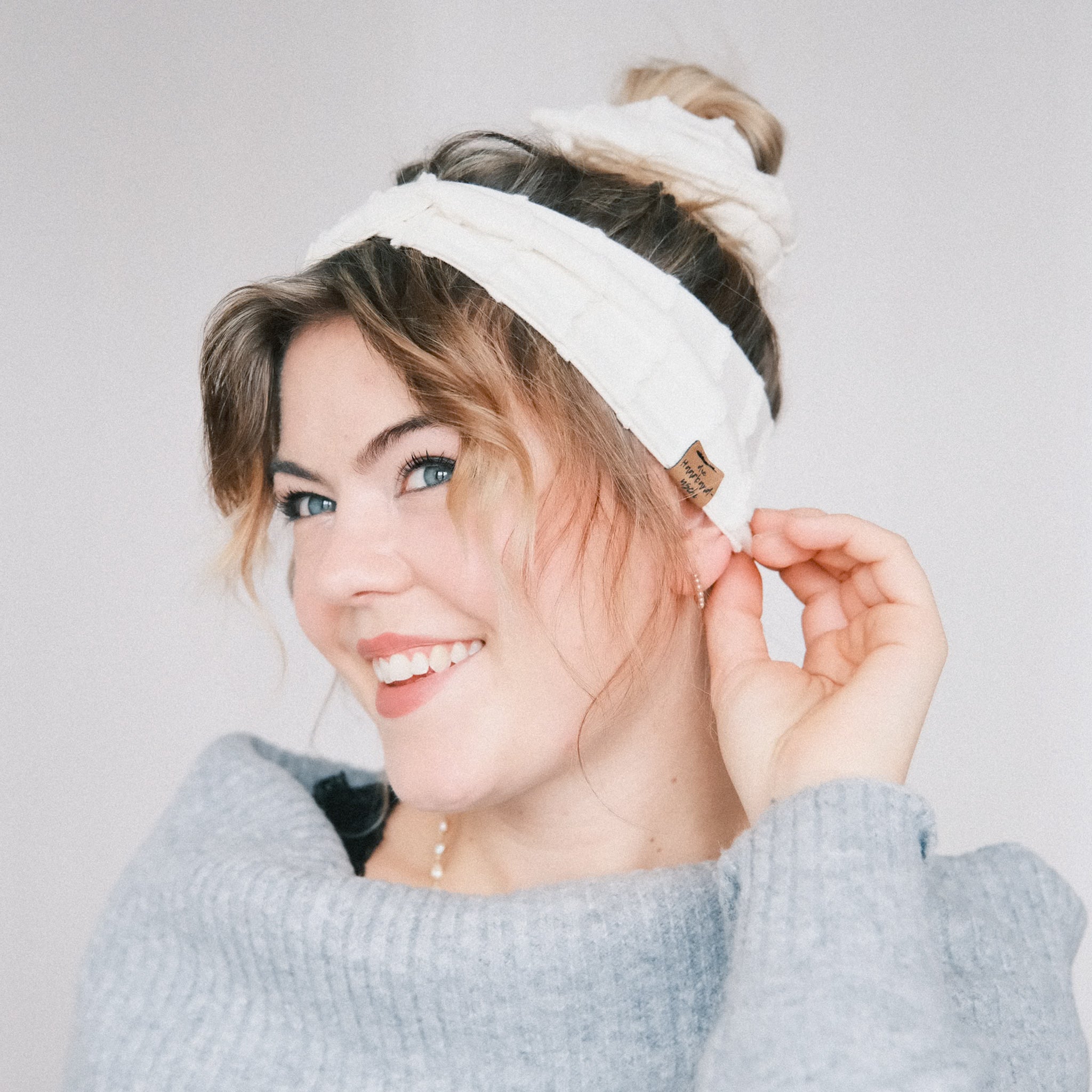Basic Haarband - Feinrüsche Creme