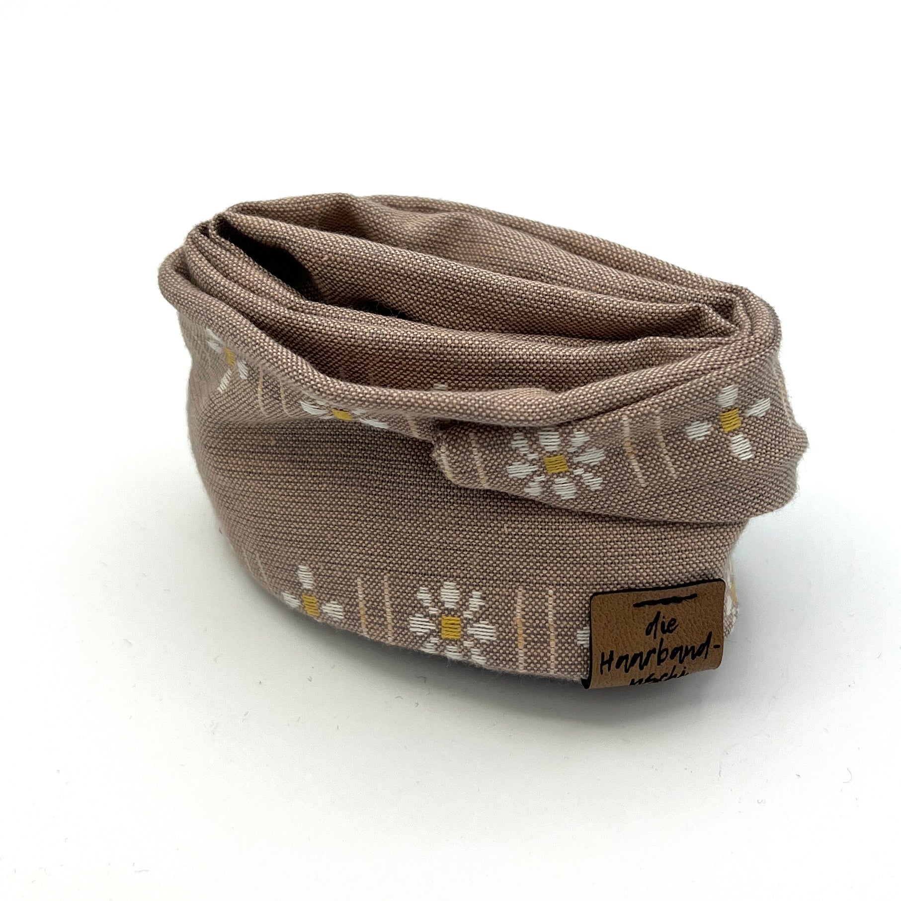 Drahthaarband beige Blümchen