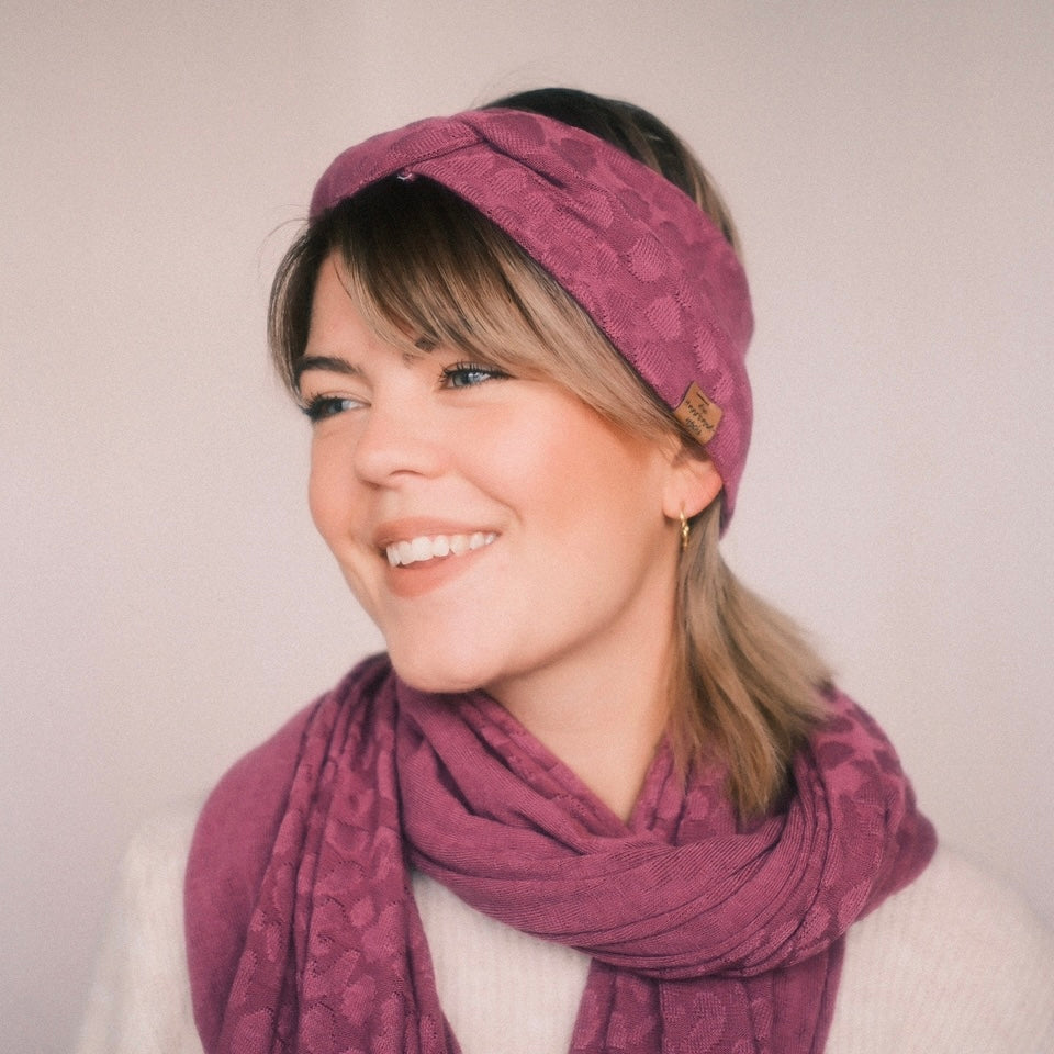 Basic Strick Haarband - Leo Pink/Lila