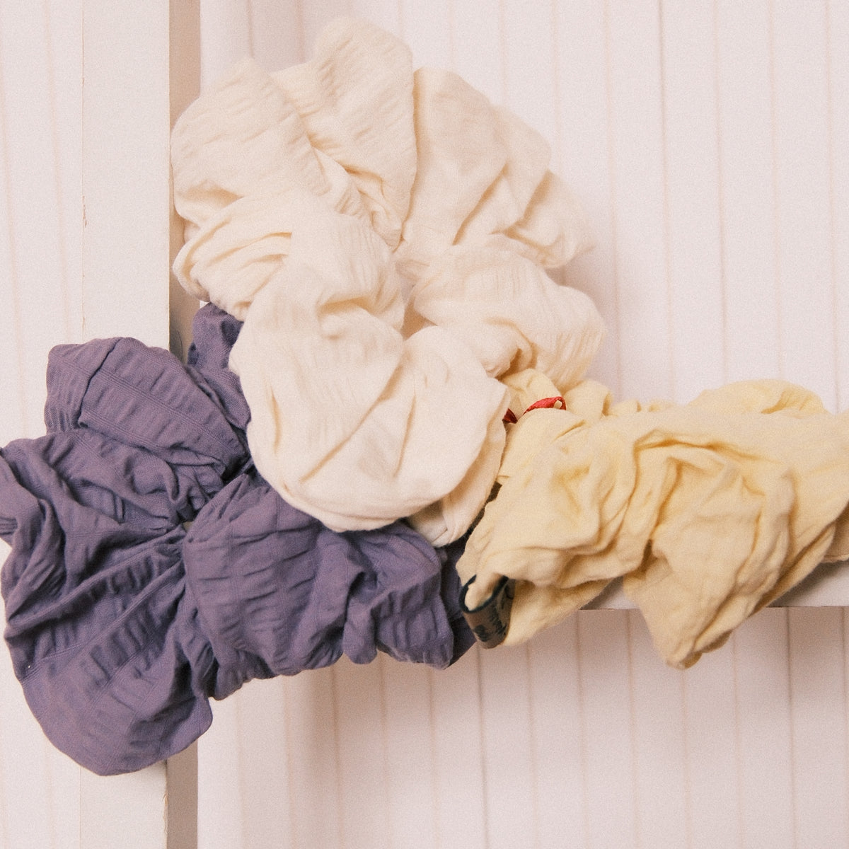 3er Big Scrunchie Set - Lemon Lavendel