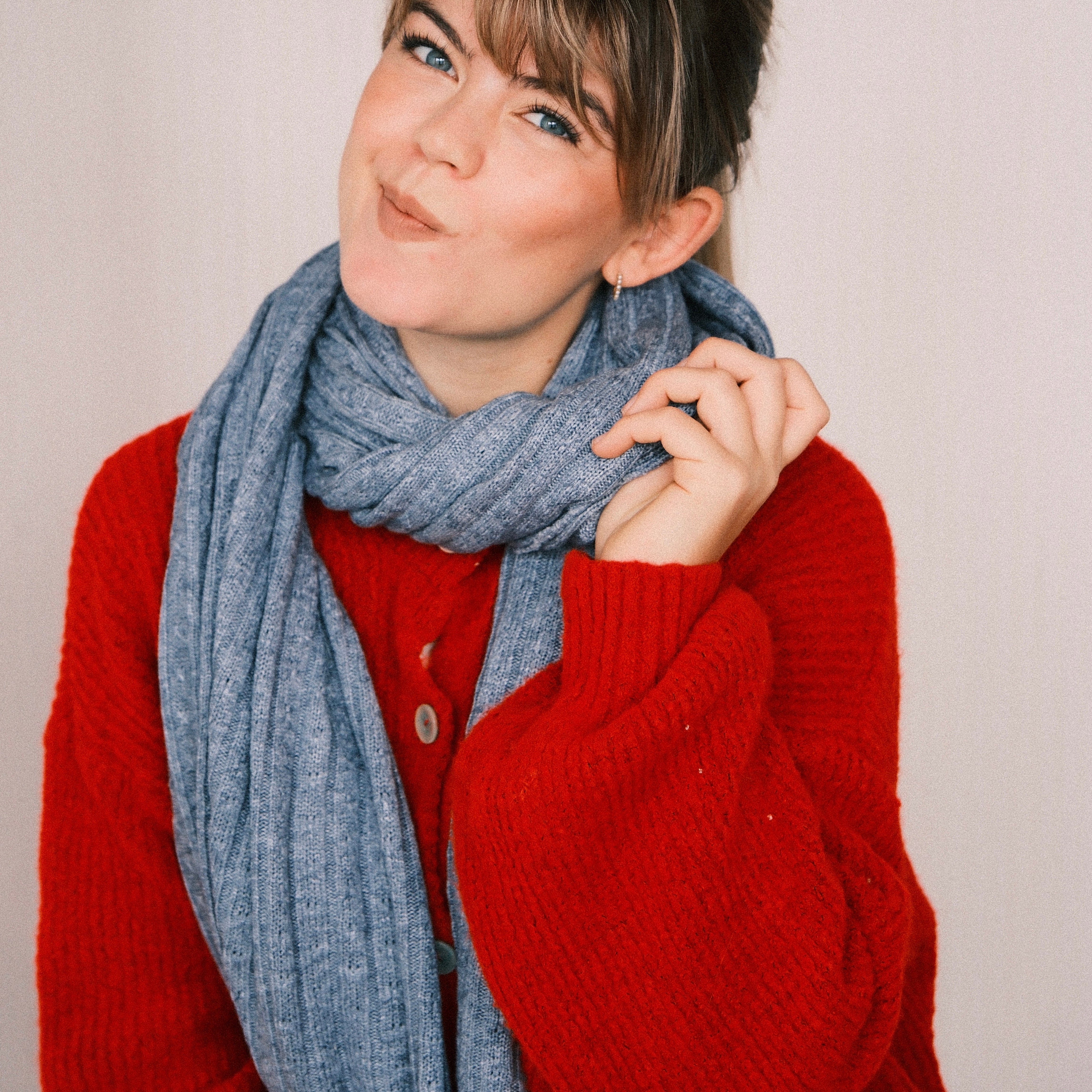 Schal - Strick Blau