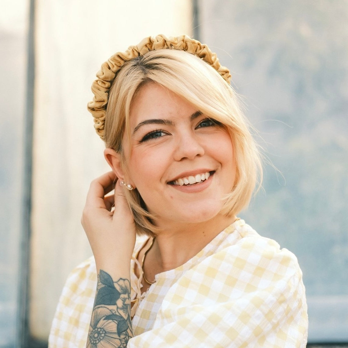 Hilde - sonnengelb Haarreif gerafft