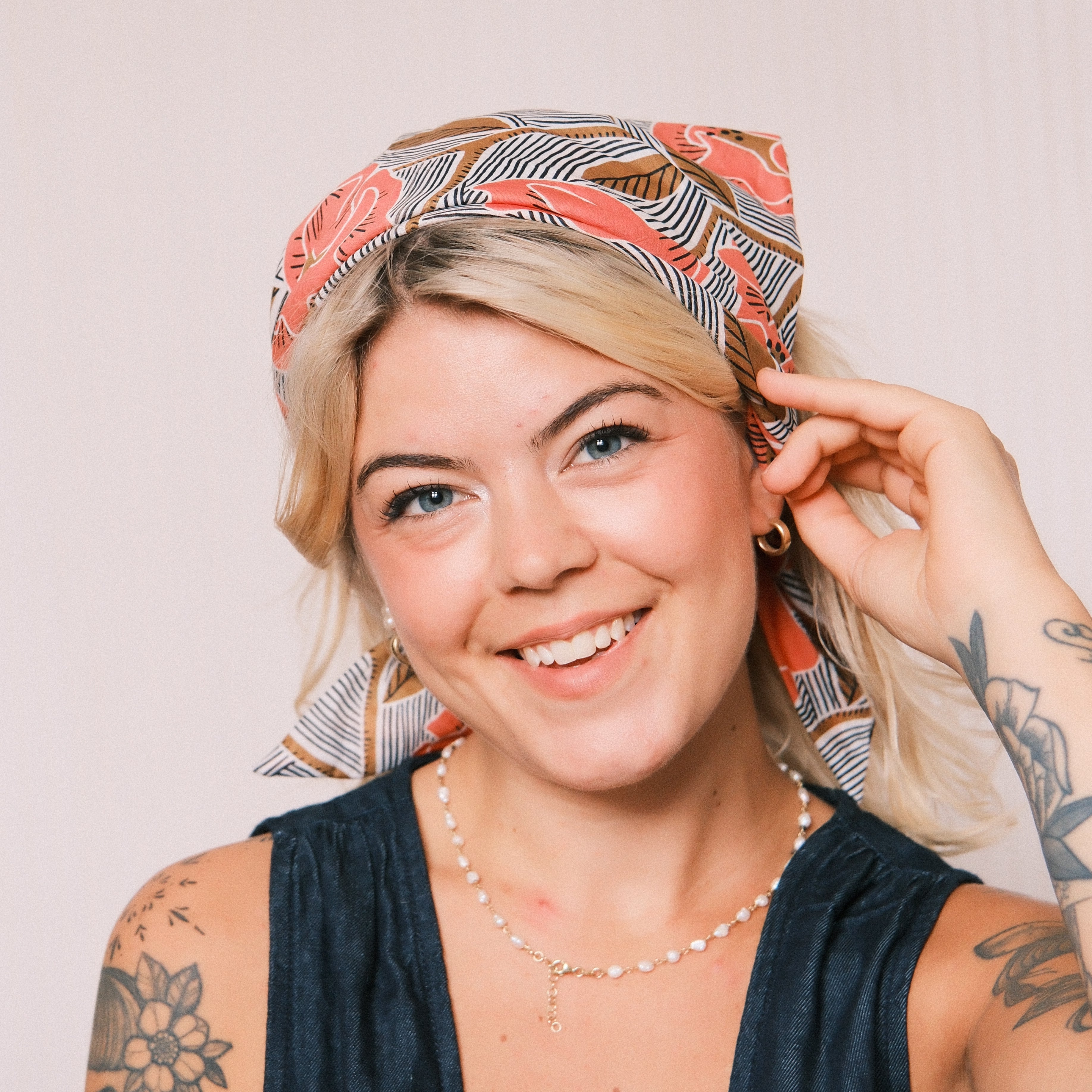 Bandana - Retro Blume Orange