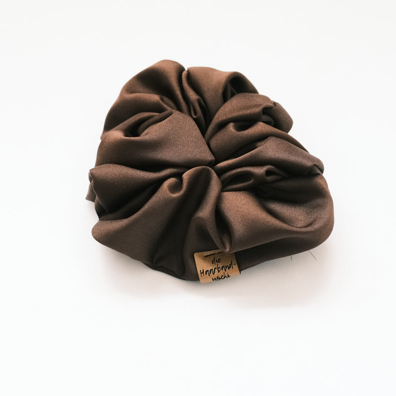 Big Scrunchie - Satin Chocolat Brown