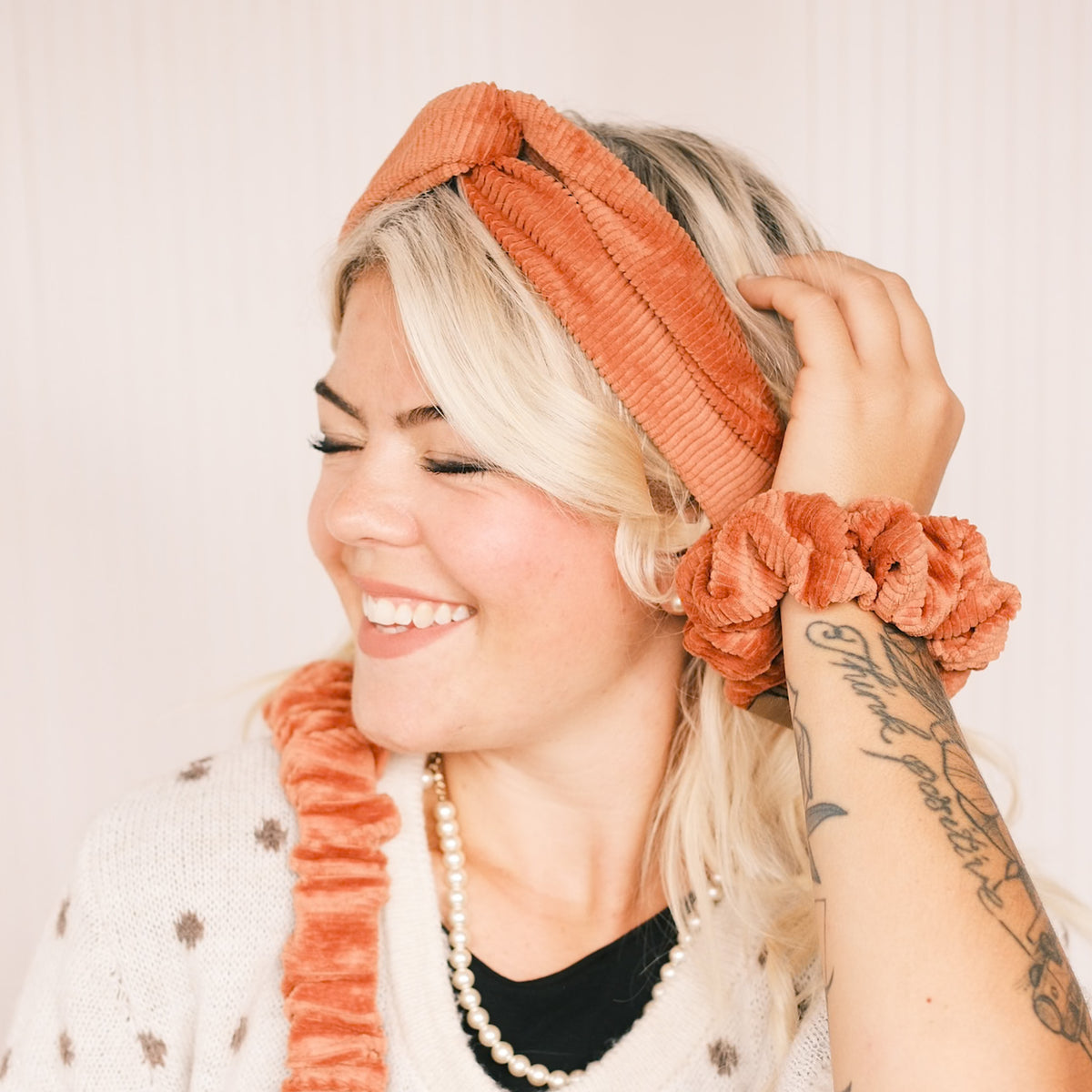 Drahthaarband breit - Cord Orange