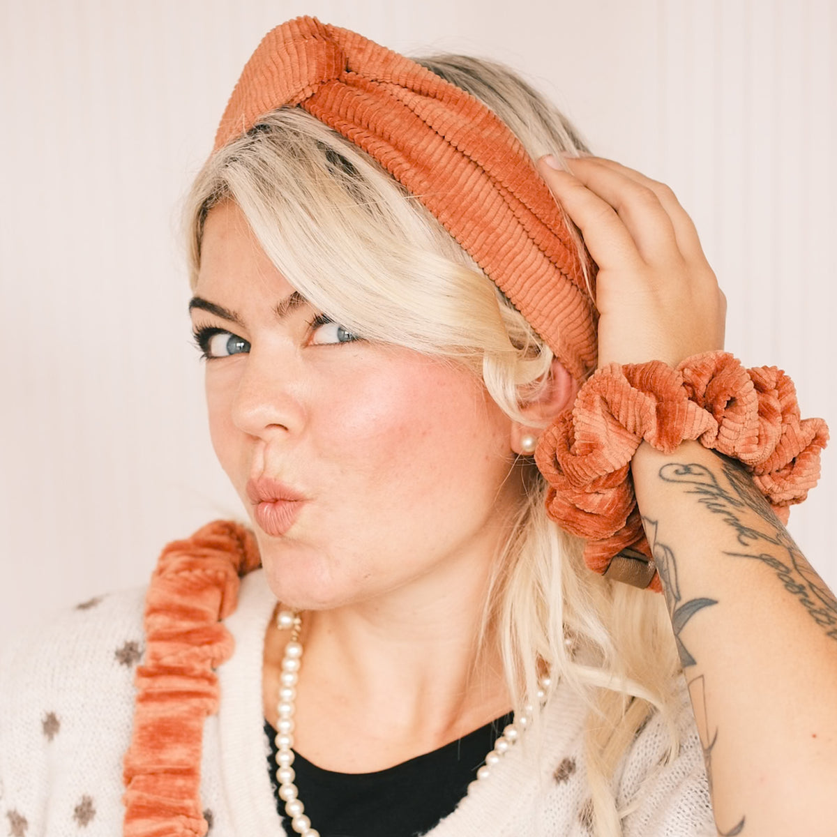 Drahthaarband breit - Cord Orange