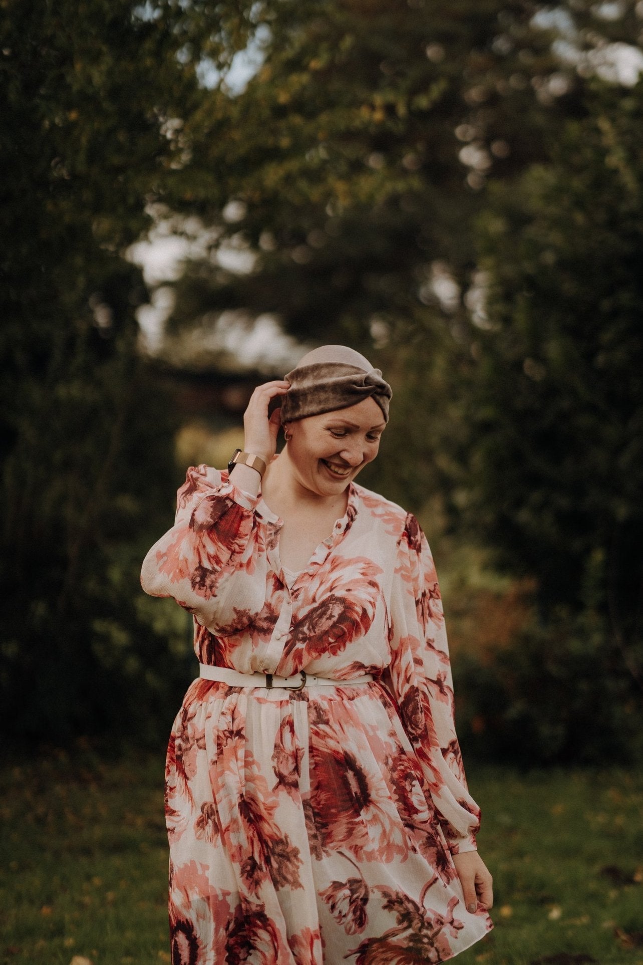 Haarband Basic Samt Graubraun