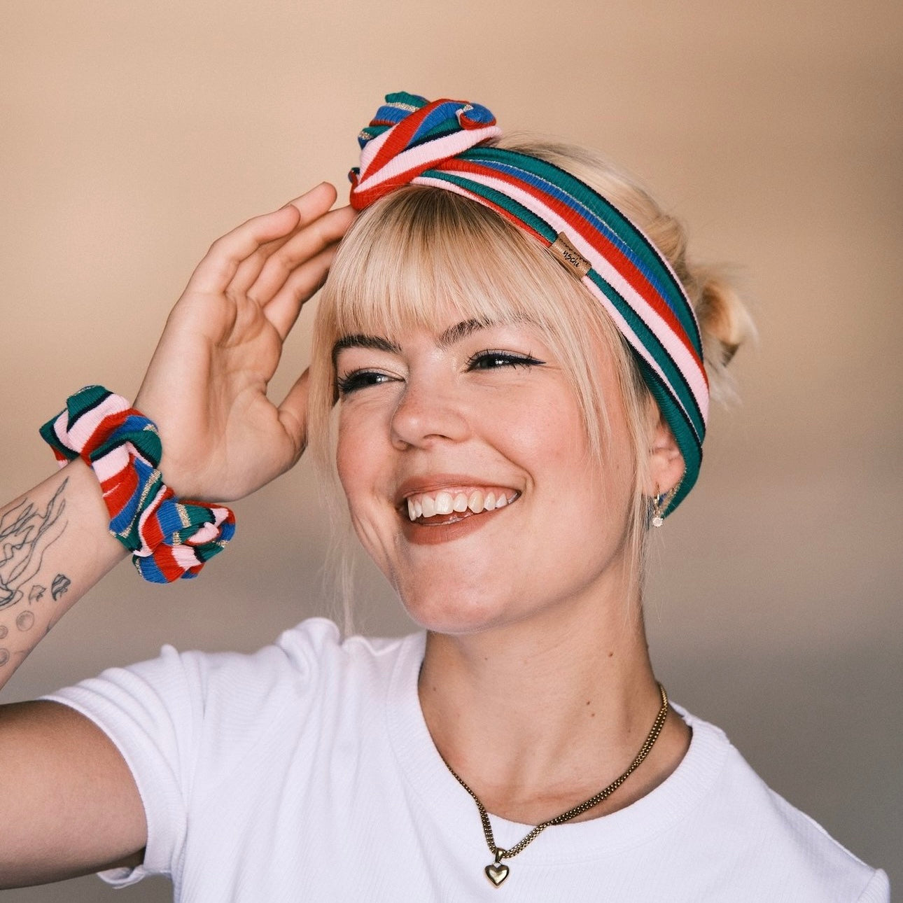 Scrunchie gestreift Bunt/Glitzer
